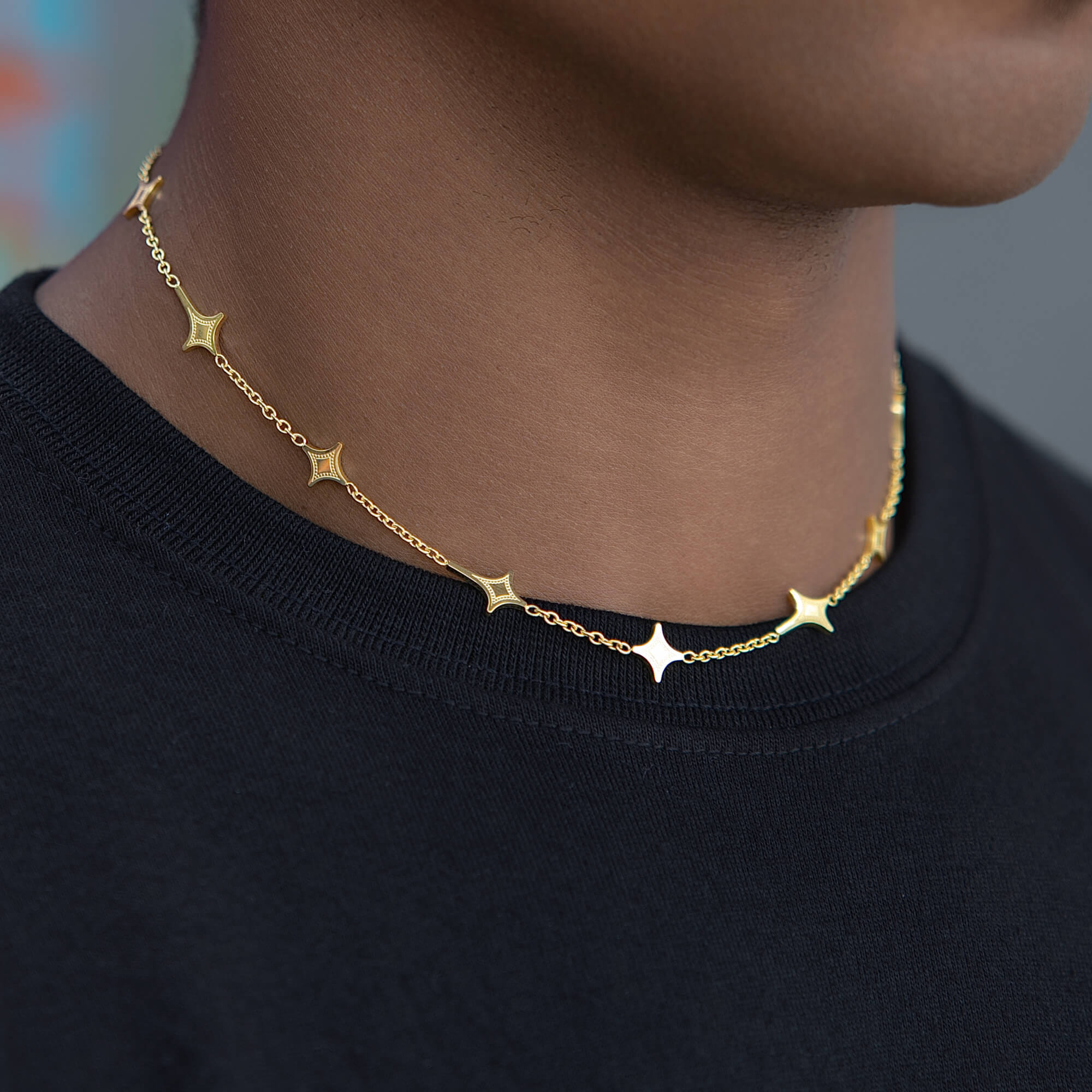 GLD Men GLD Star Adjustable Chain Necklace in Yellow Gold