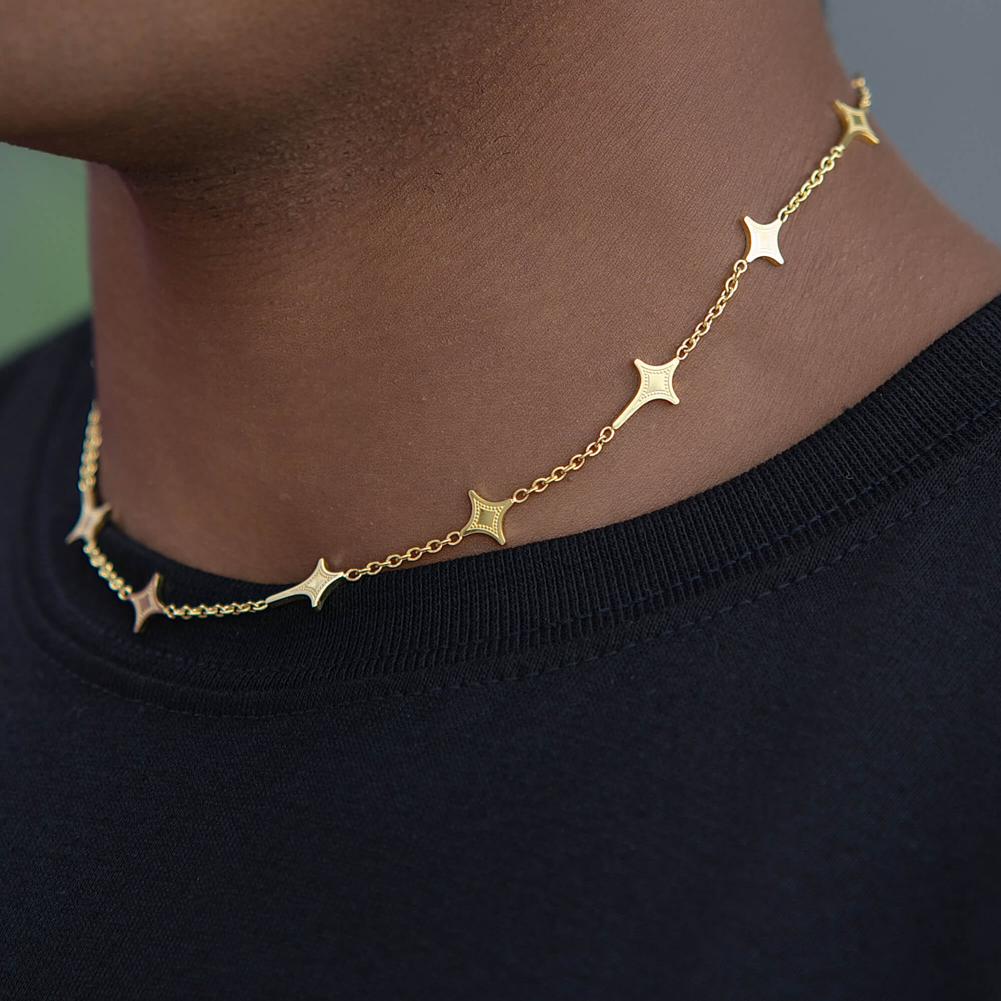 GLD Men GLD Star Adjustable Chain Necklace in Yellow Gold