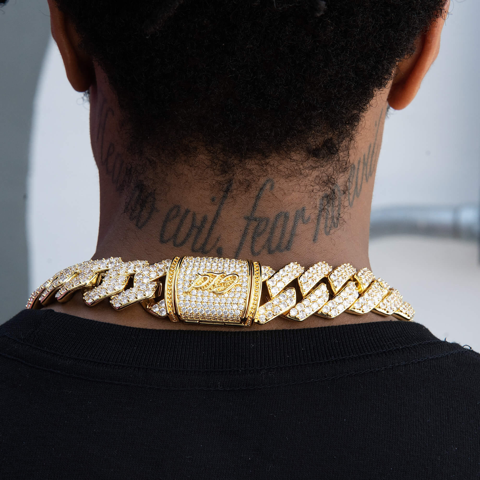 GLD Men Diamond Prong Link Chain in Yellow Gold - 25 mm
