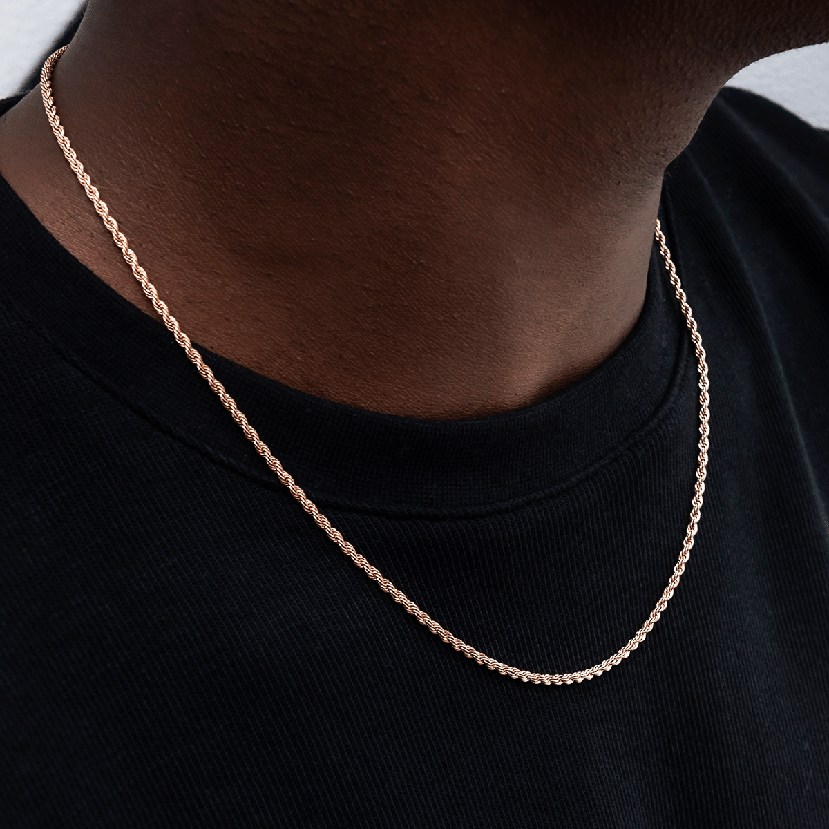 GLD Men Rope Chain in Rose Gold - 2 mm