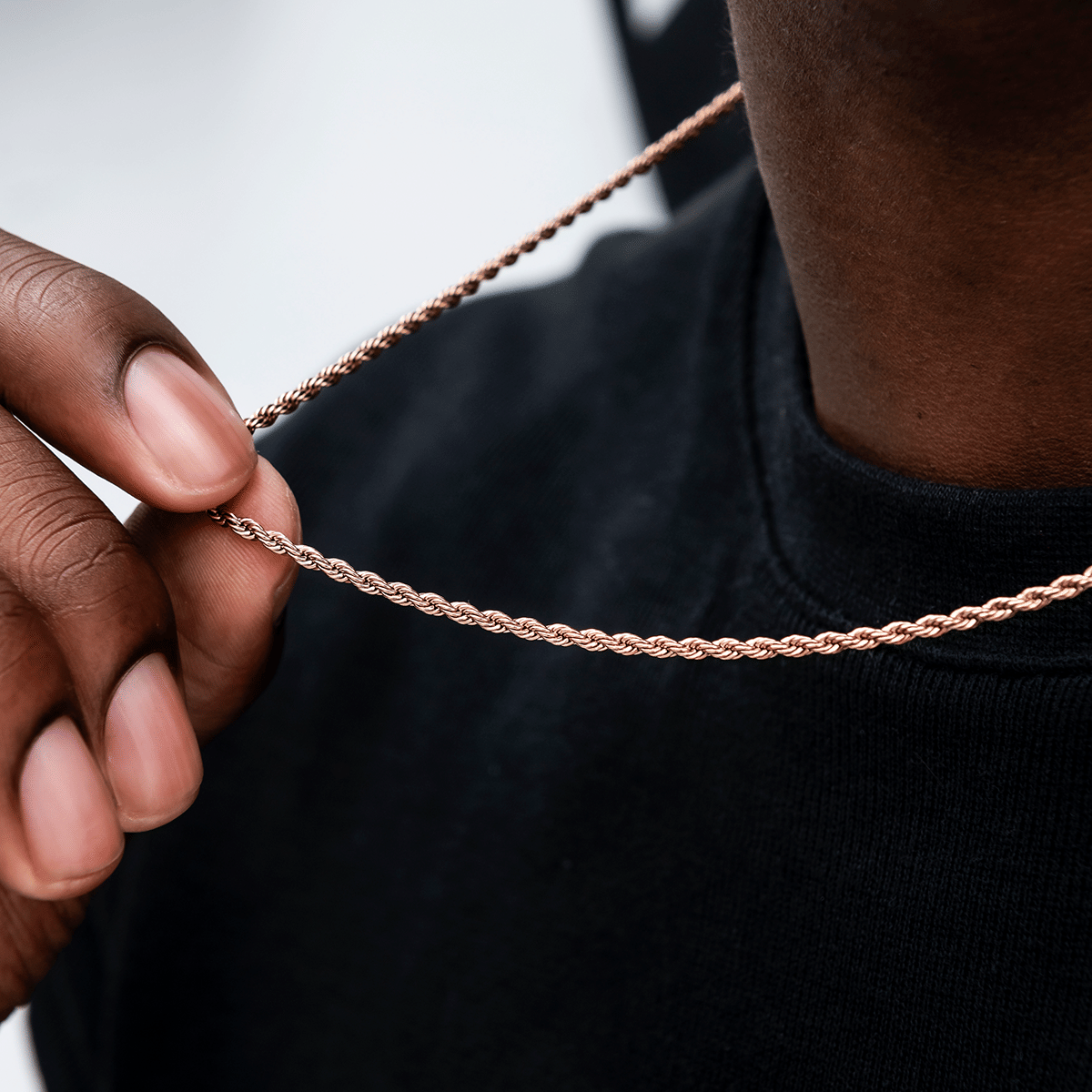 GLD Men Rope Chain in Rose Gold - 2 mm