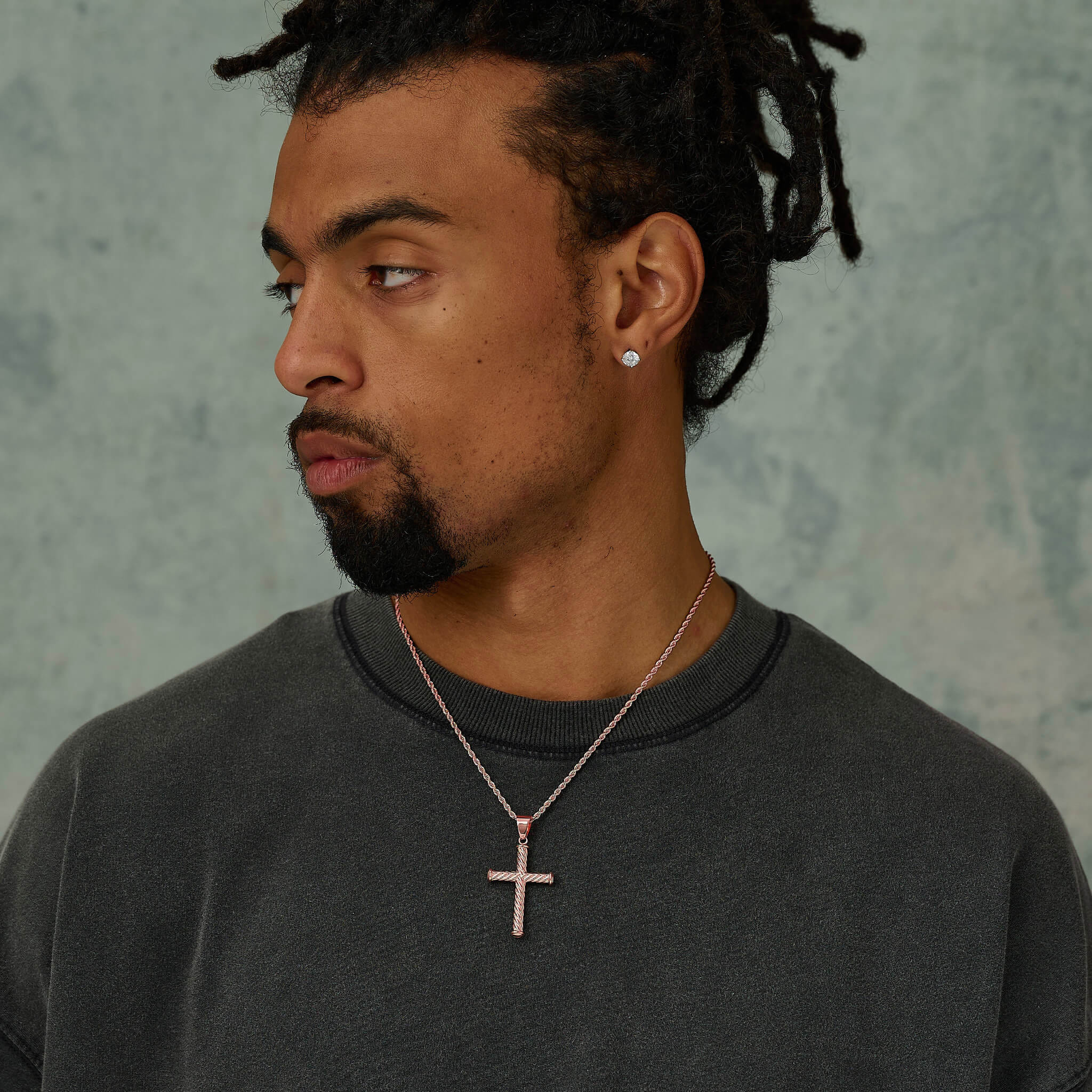 GLD Men Twisted Rope Pendant in Rose Gold