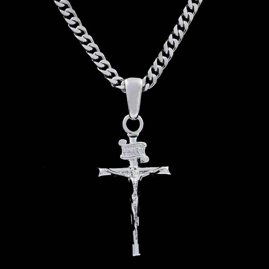 GLD Women Crucifix Cross Pendant in White Gold
