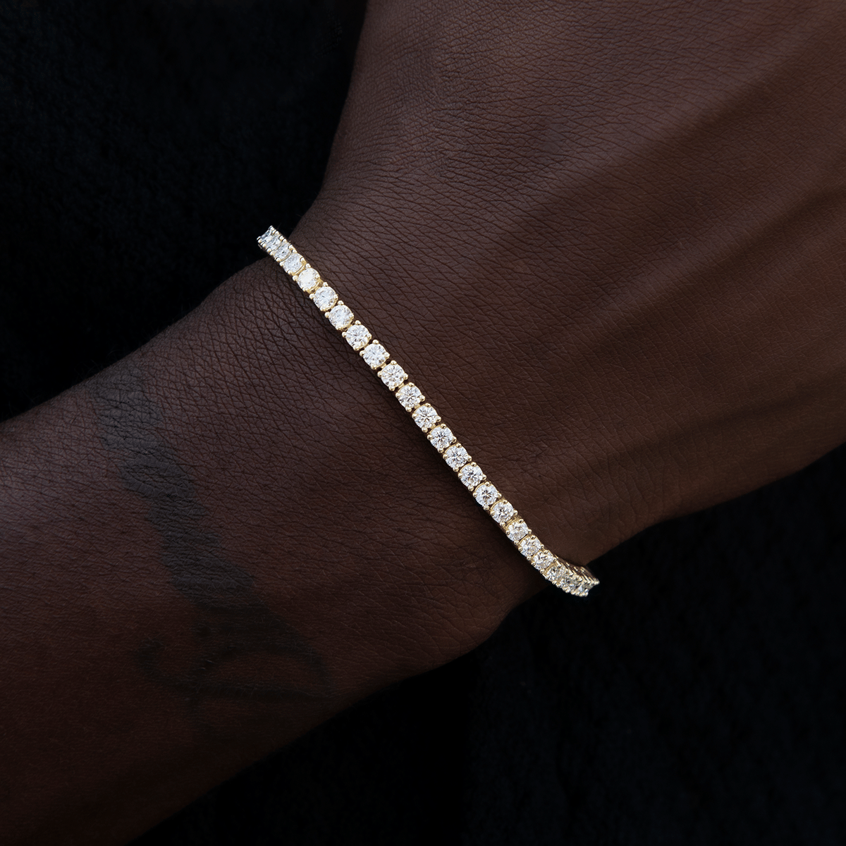 GLD Men Men's Moissanite Diamond Tennis Bracelet in Yellow Gold Vermeil - 3 mm