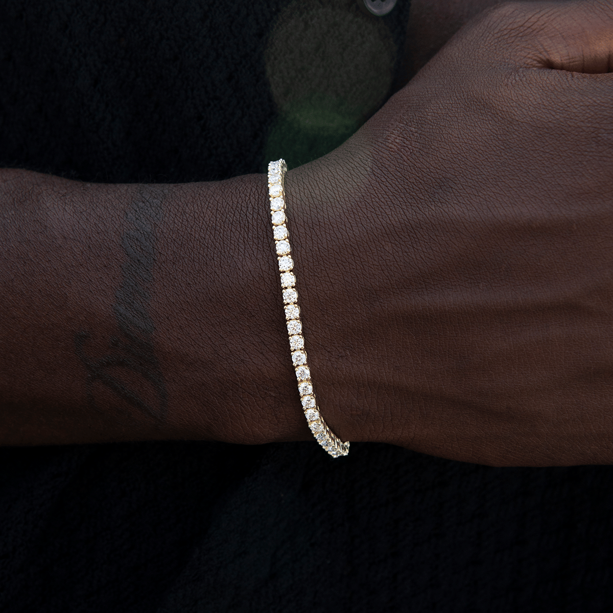 GLD Men Men's Moissanite Diamond Tennis Bracelet in Yellow Gold Vermeil - 3 mm
