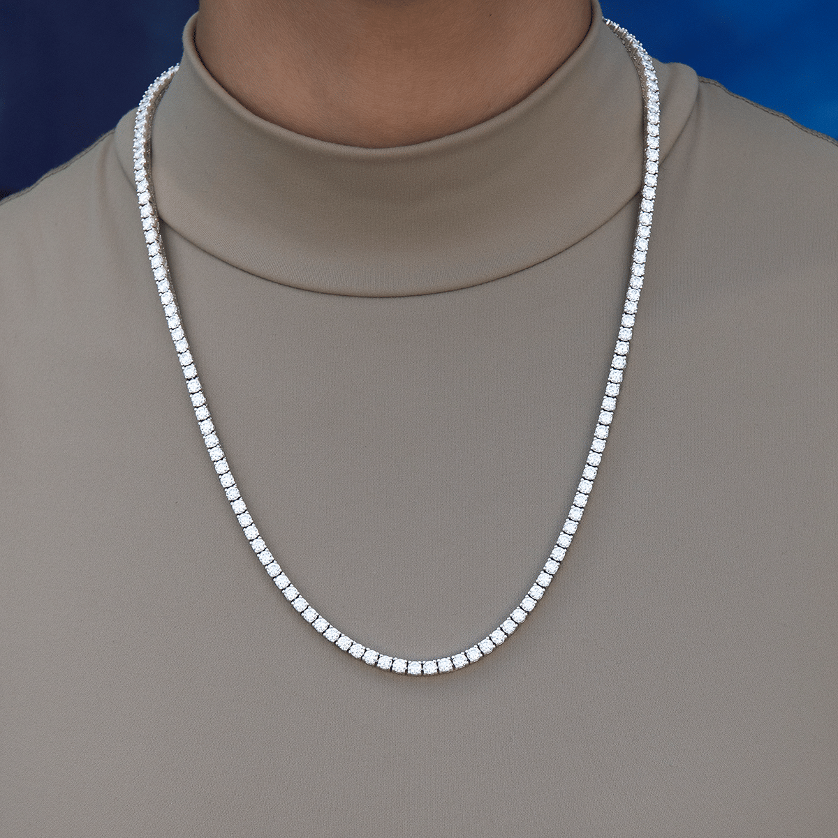 GLD Women Women's Moissanite Diamond Tennis Necklace in White Gold Vermeil - 3 mm
