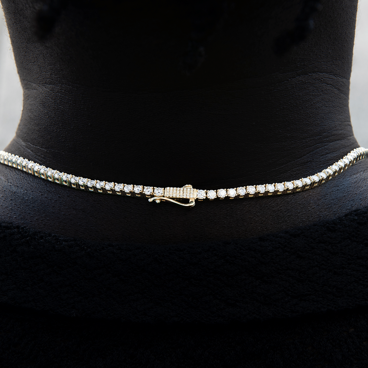 GLD Men Men's Moissanite Diamond Tennis Chain in Yellow Gold Vermeil - 3 mm