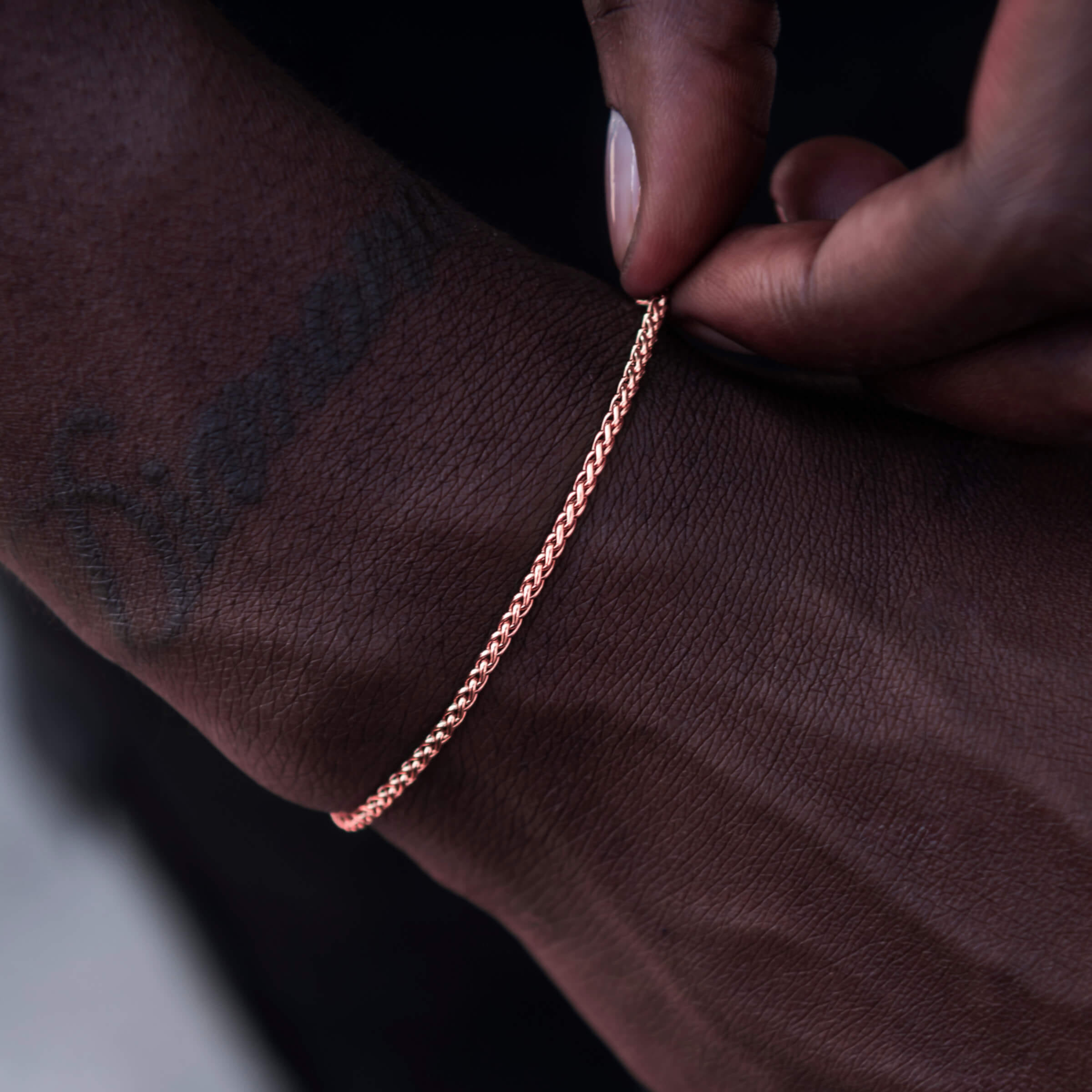 GLD Men Palm Chain Bracelet in Rose Gold - 2 mm