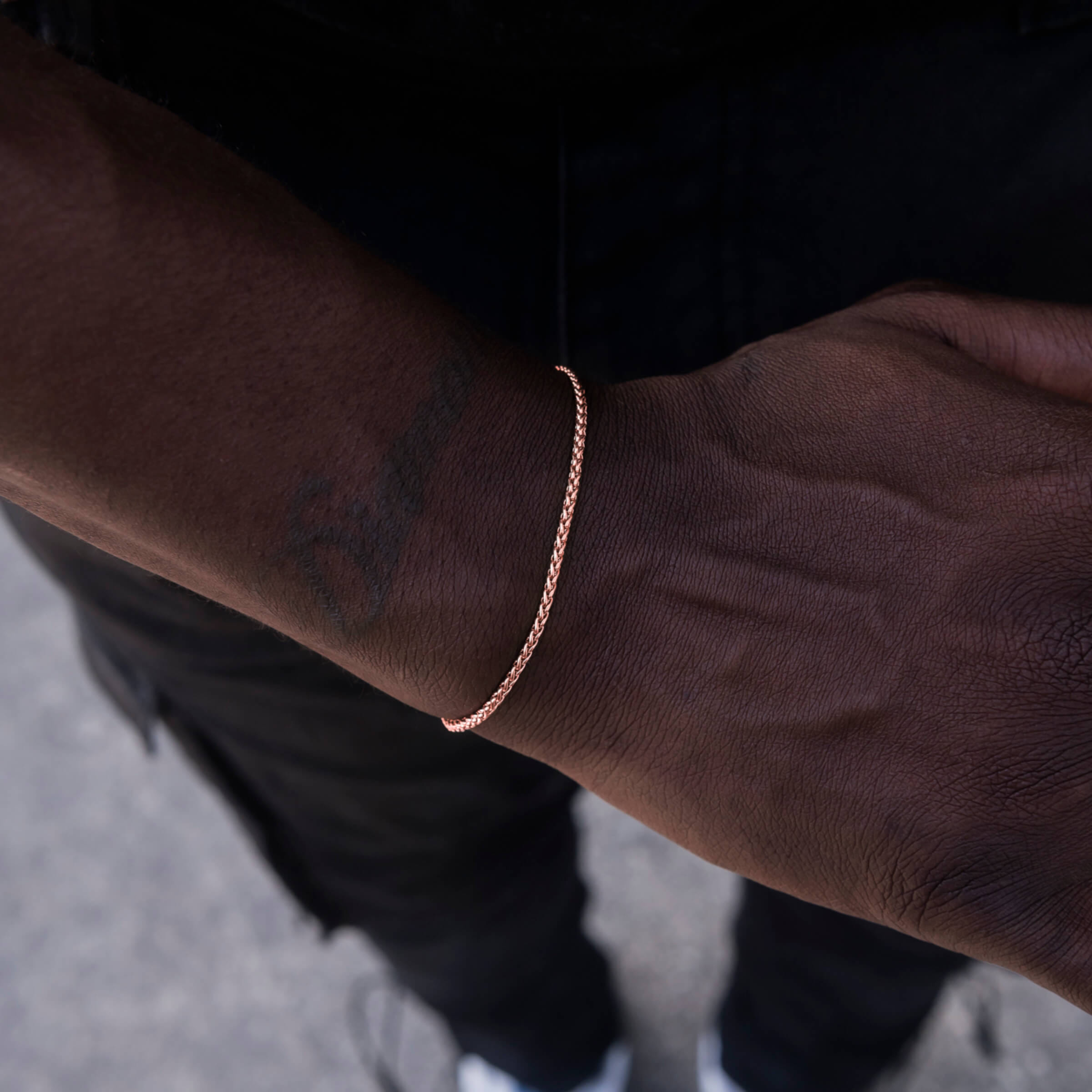 GLD Men Palm Chain Bracelet in Rose Gold - 2 mm