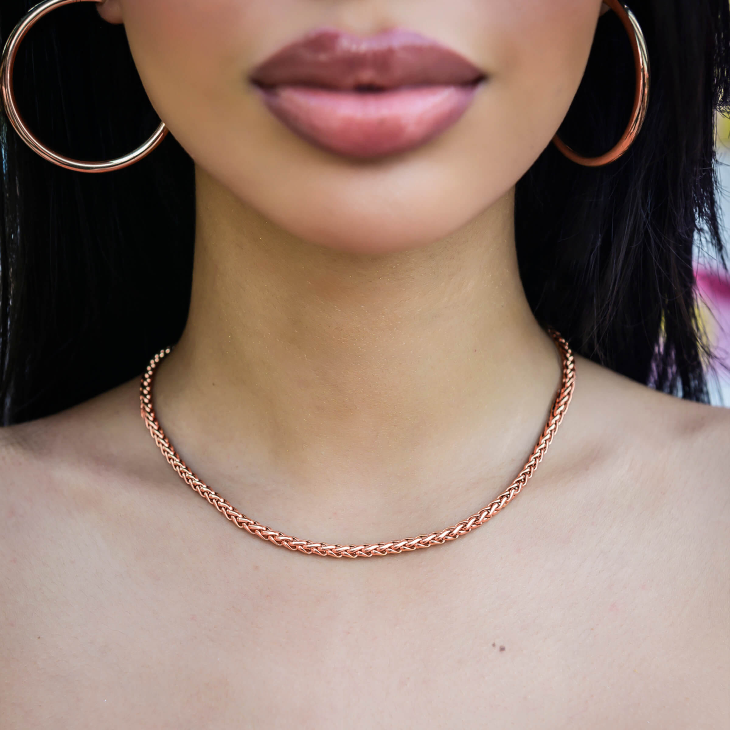 GLD Women Palm Chain Necklace in Rose Gold - 4 mm