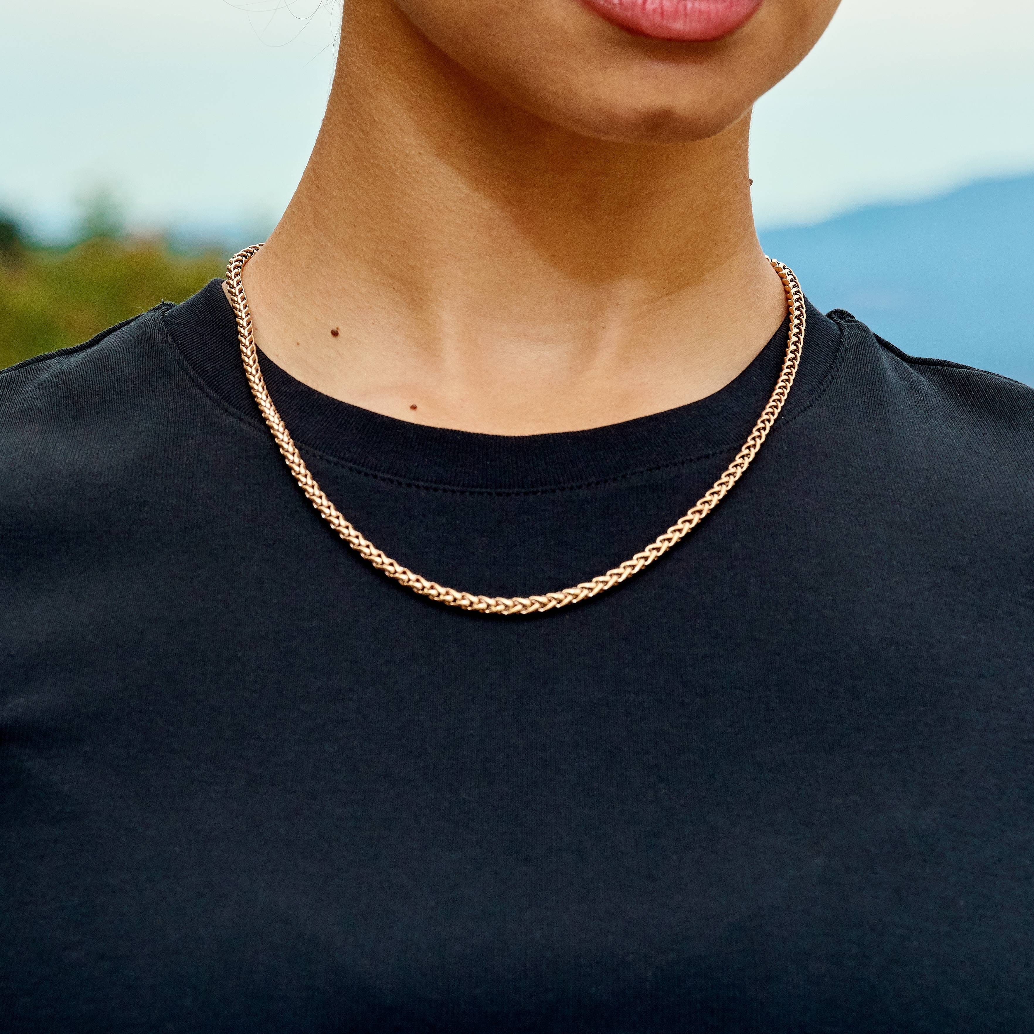 GLD Women Palm Chain Necklace in Rose Gold - 4 mm