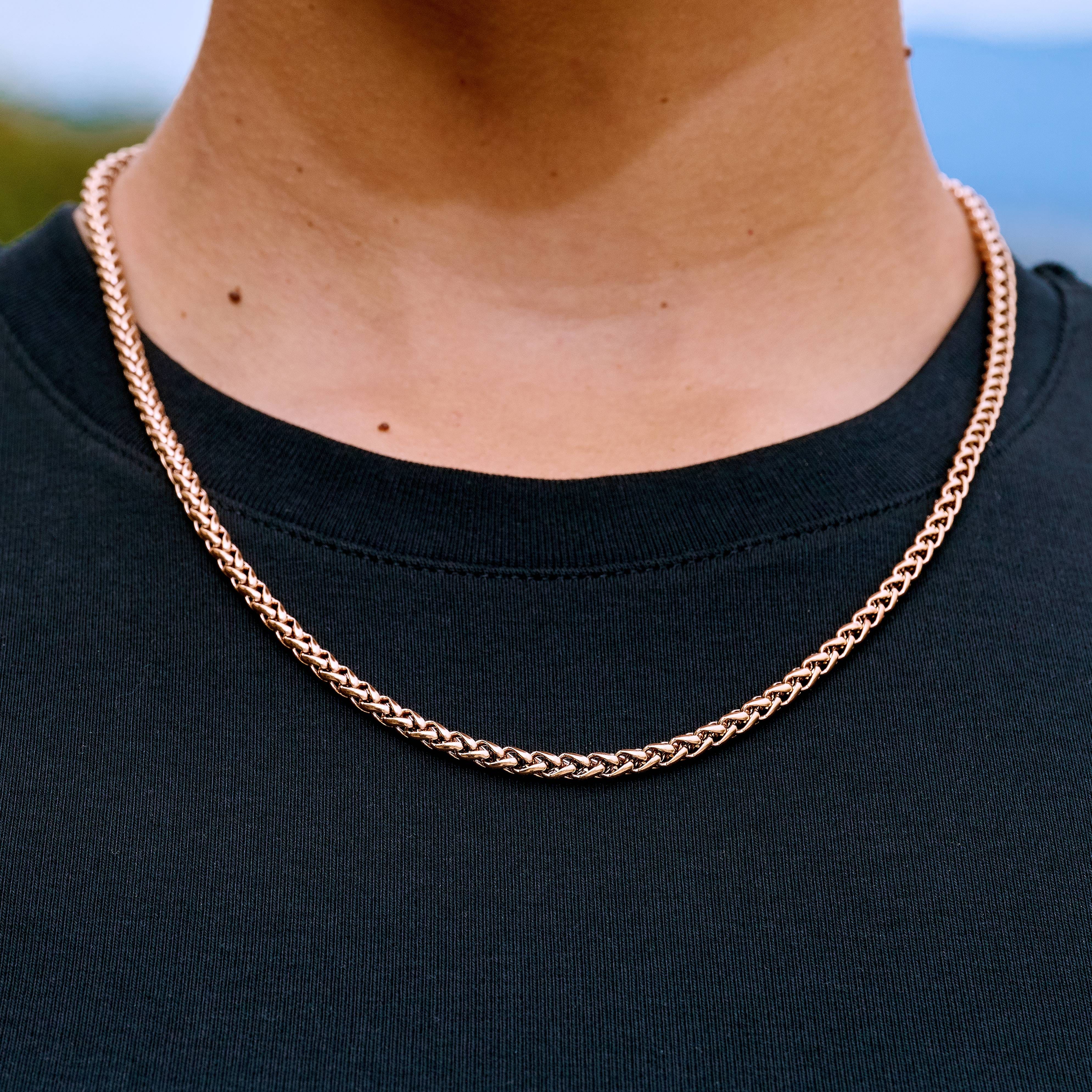 GLD Women Palm Chain Necklace in Rose Gold - 4 mm