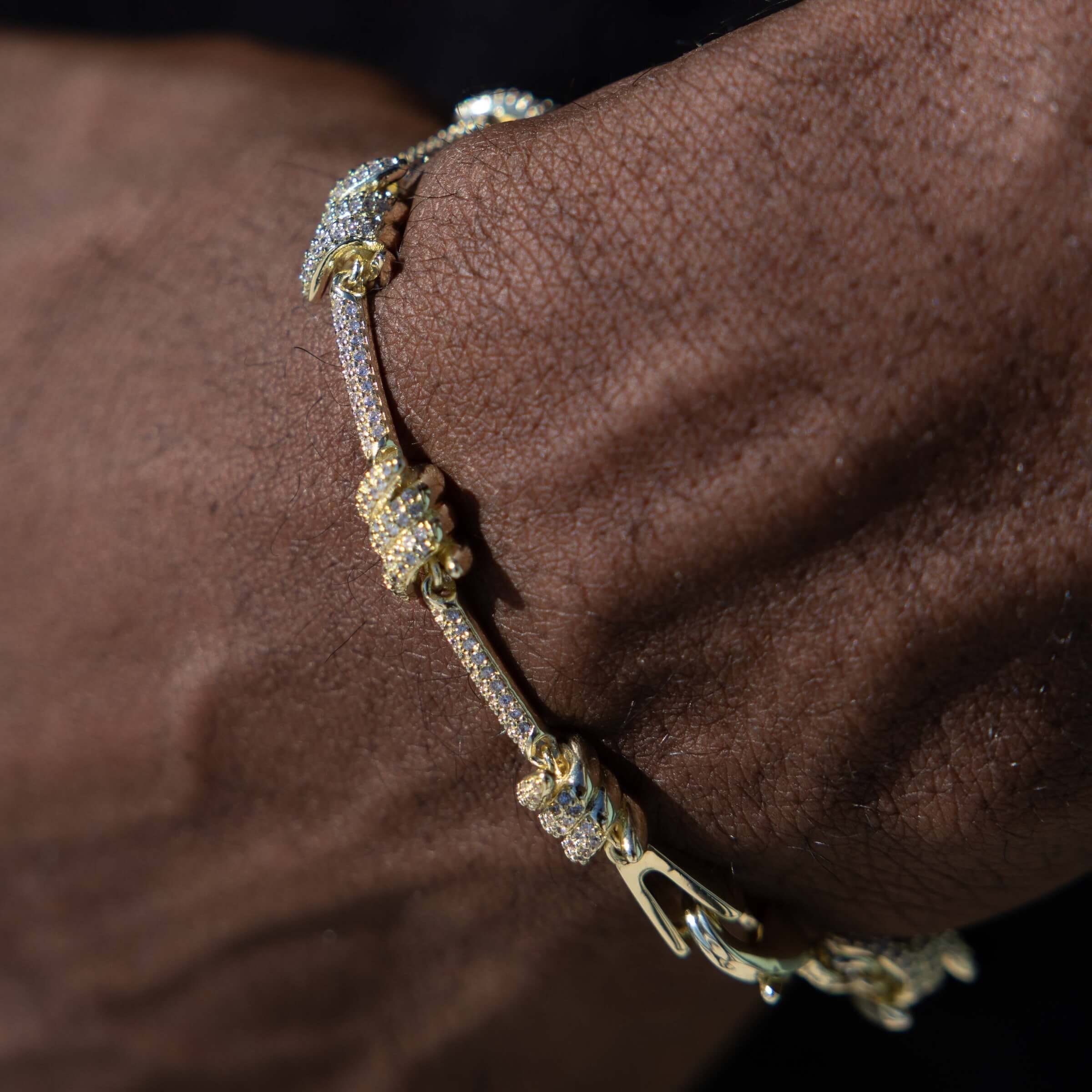 GLD Men Iced Barbed Wire Bracelet in Yellow Gold