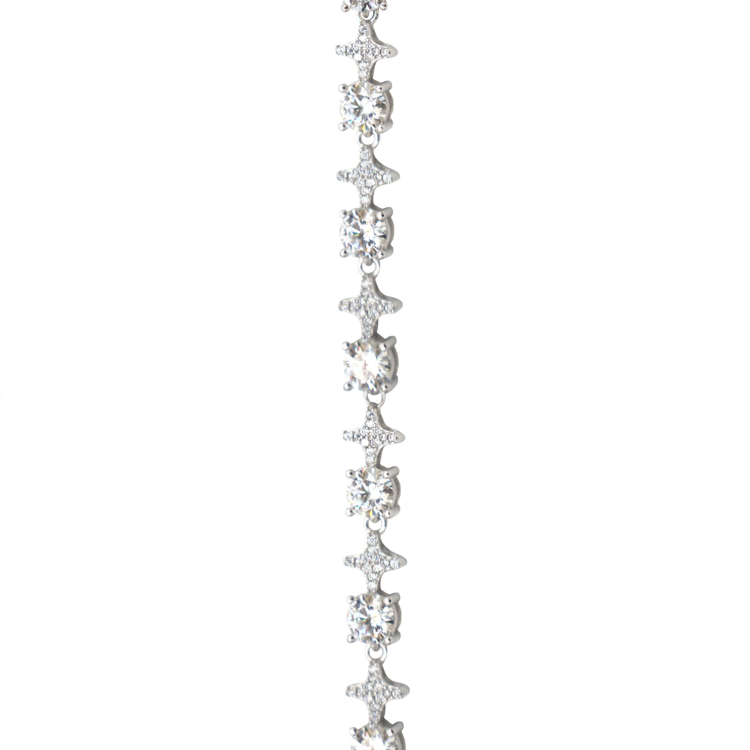 GLD Men Moissanite Round Stone Star Tennis Chain in Sterling Silver