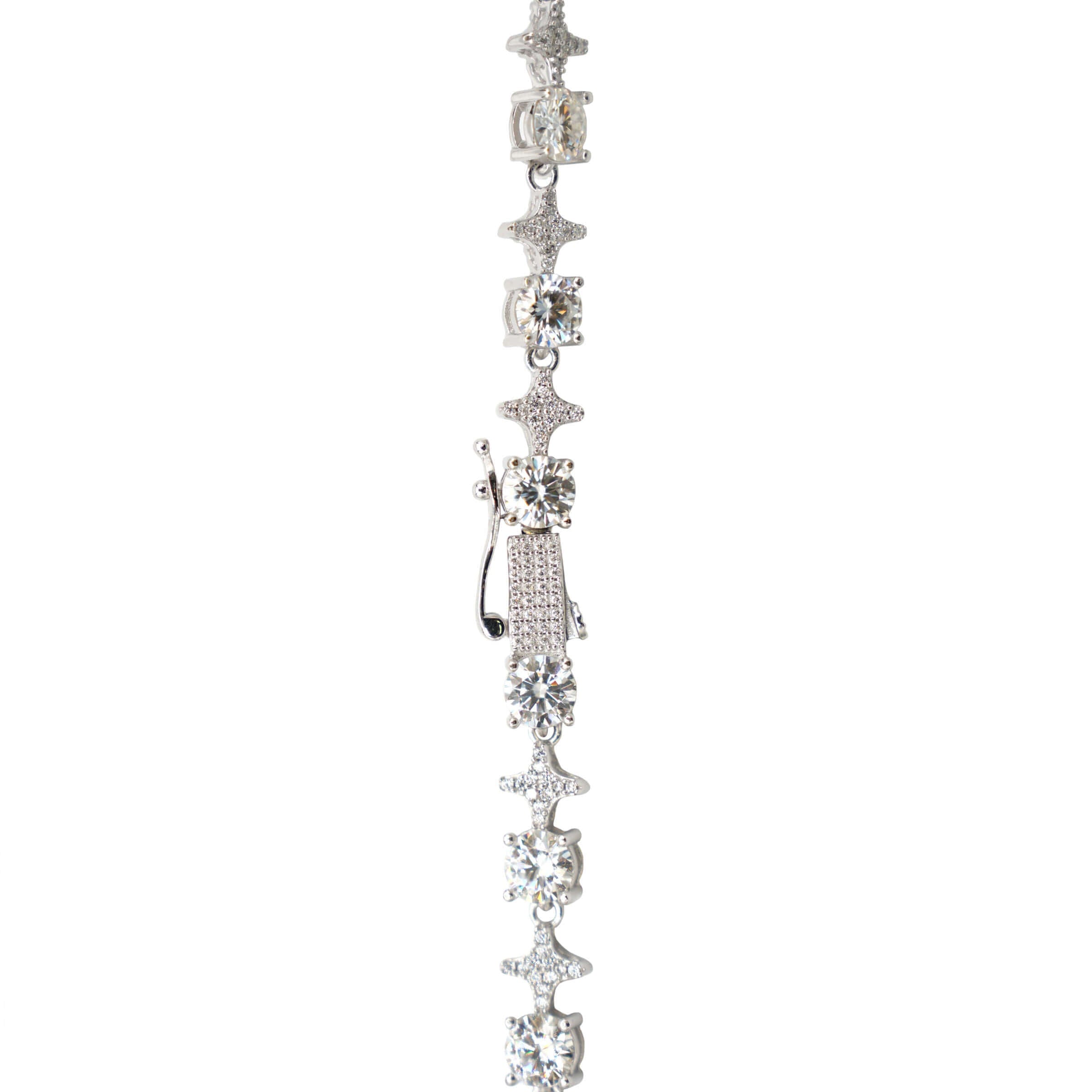 GLD Men Moissanite Round Stone Star Tennis Chain in Sterling Silver