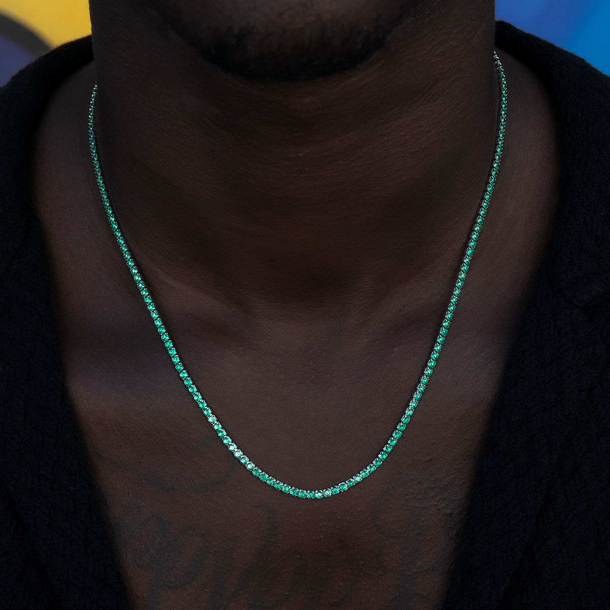 GLD PROMO Emerald Diamond Micro Tennis Chain