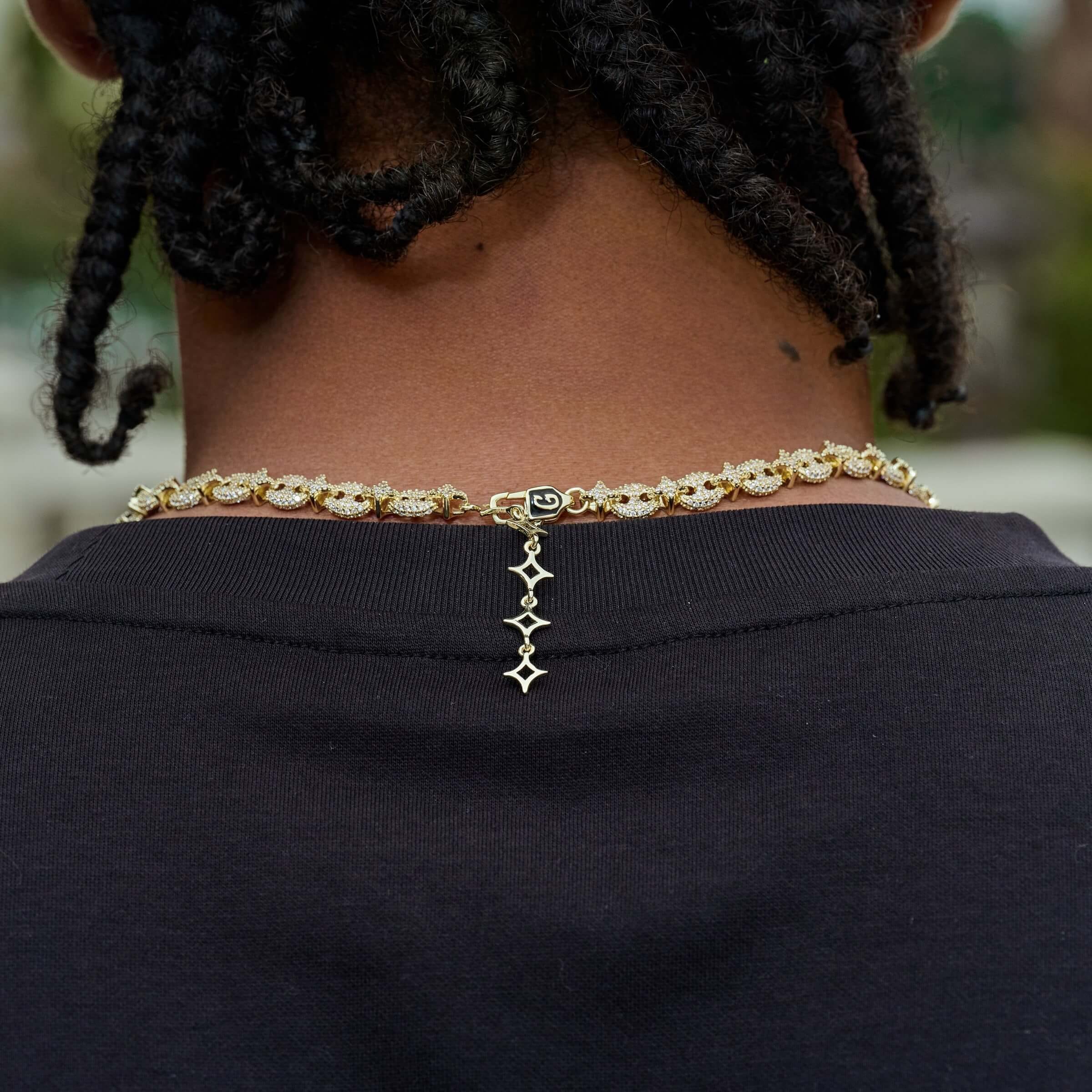 GLD Men Iced Valentina Lariat Necklace in Yellow Gold