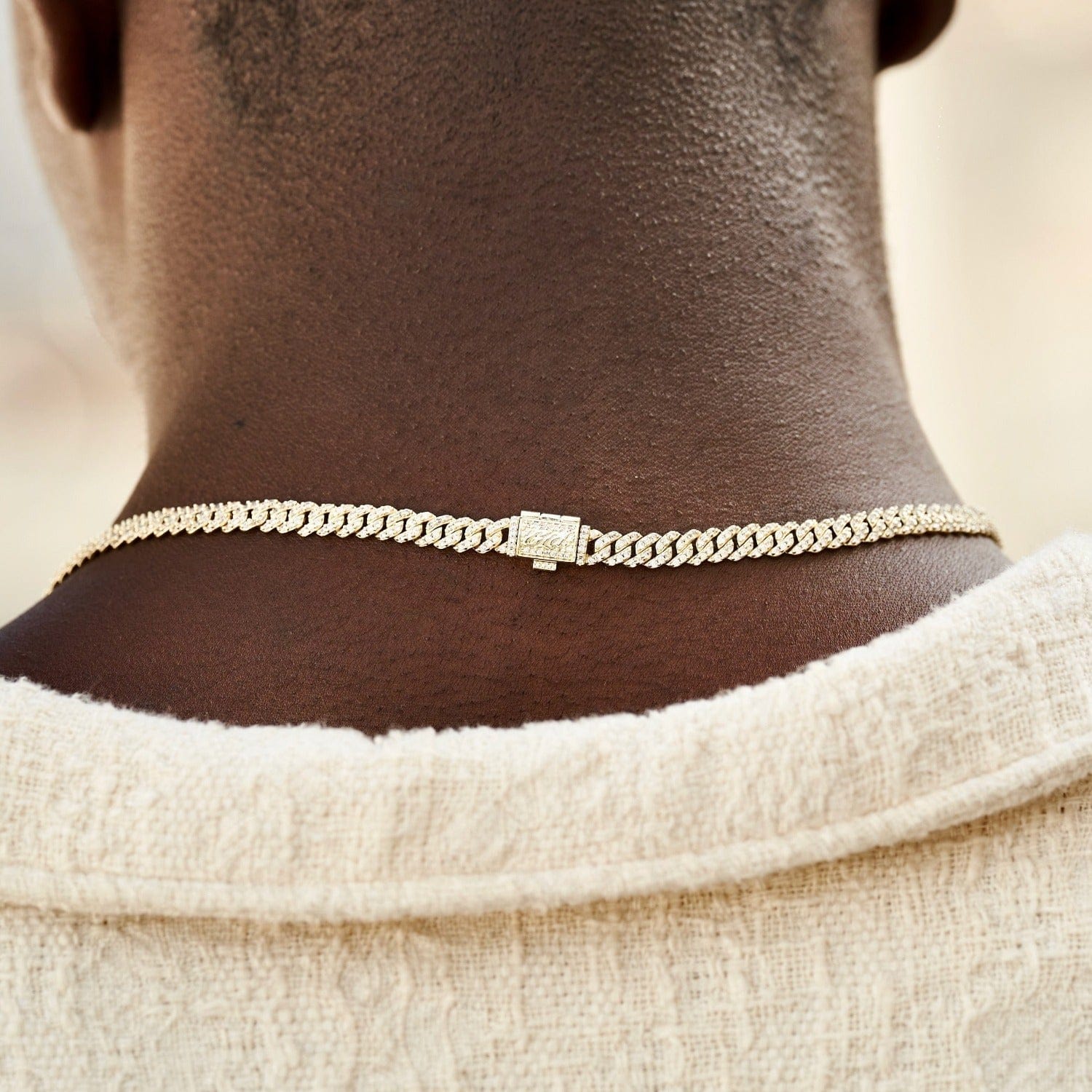 GLD Men Micro Diamond Prong Cuban Chain + Bracelet Bundle in White or Yellow Gold - 6 mm