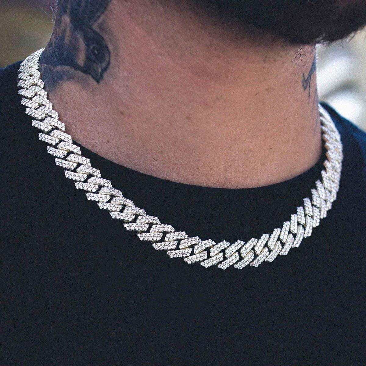 GLD PROMO Diamond Prong Link Chain in Yellow Gold - 12 mm