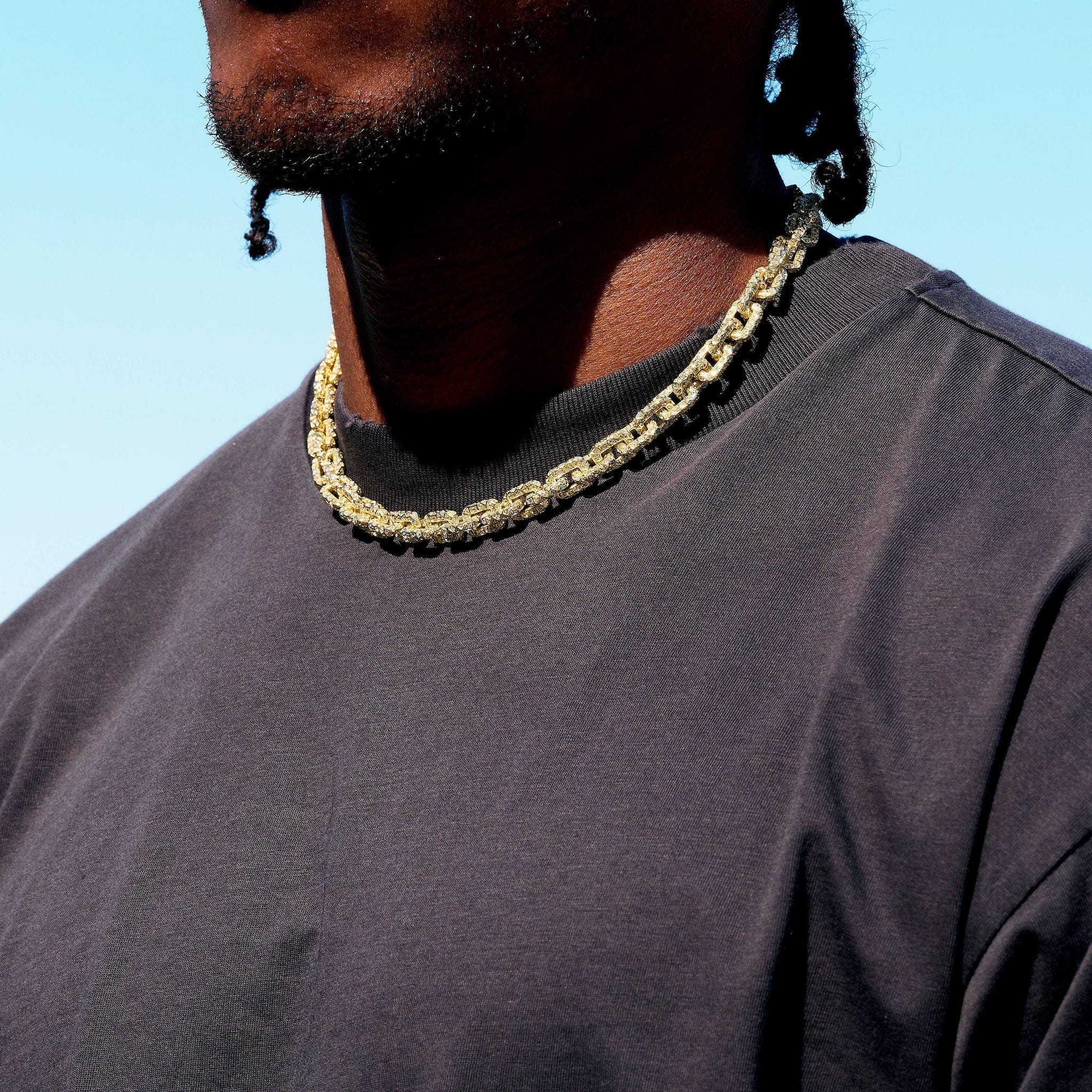GLD PROMO GLD x Bloody Osiris Iced Canary Voronoi Link Chain in Yellow Gold Vermeil