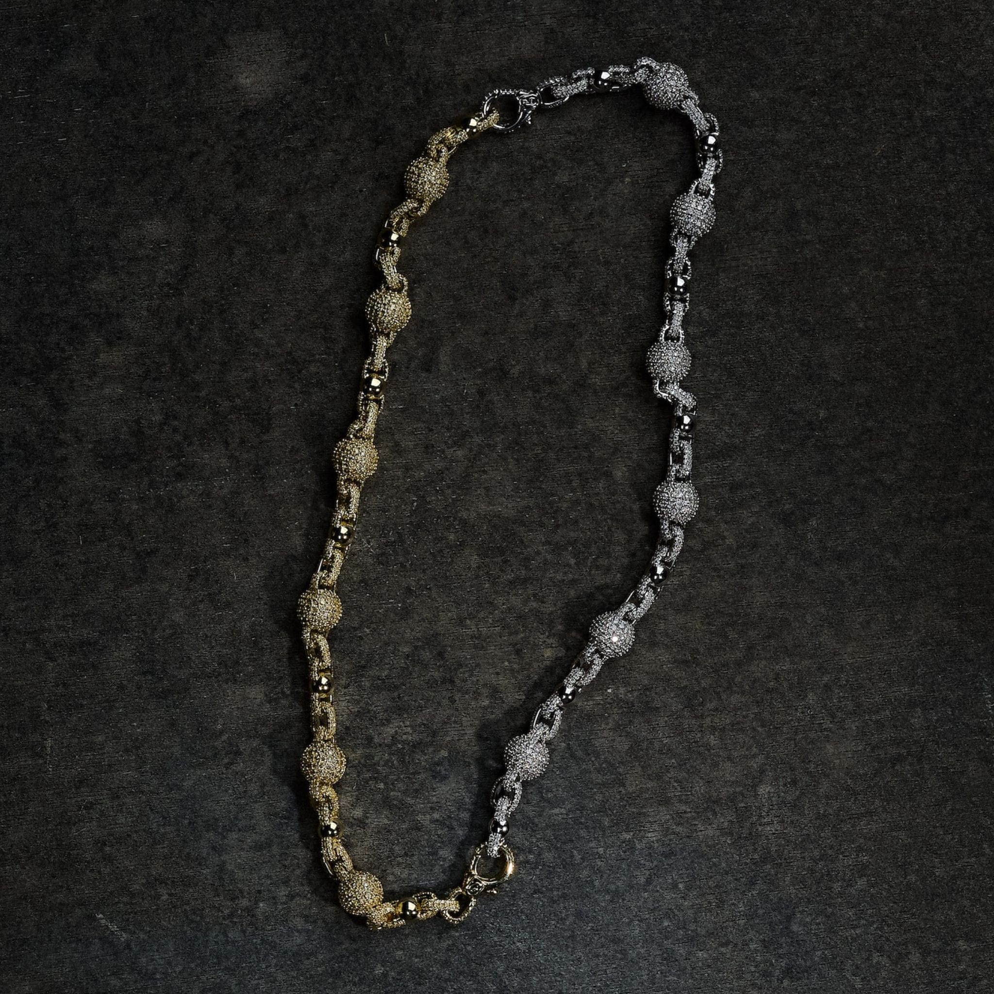 GLD PROMO GLD x Bloody Osiris Dual Finish Ball Chain in White and Yellow Gold