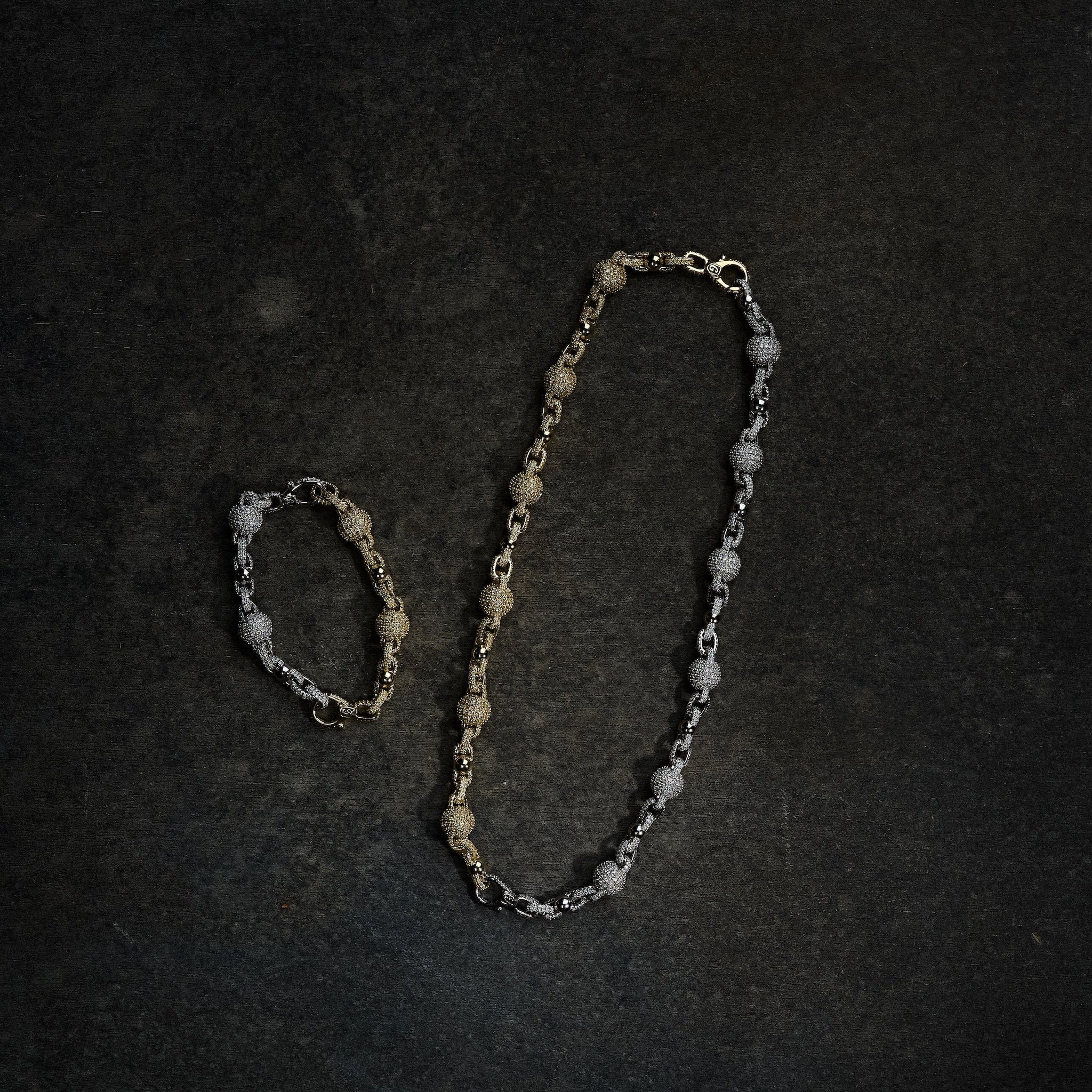 GLD PROMO GLD x Bloody Osiris Dual Finish Ball Chain in White and Yellow Gold