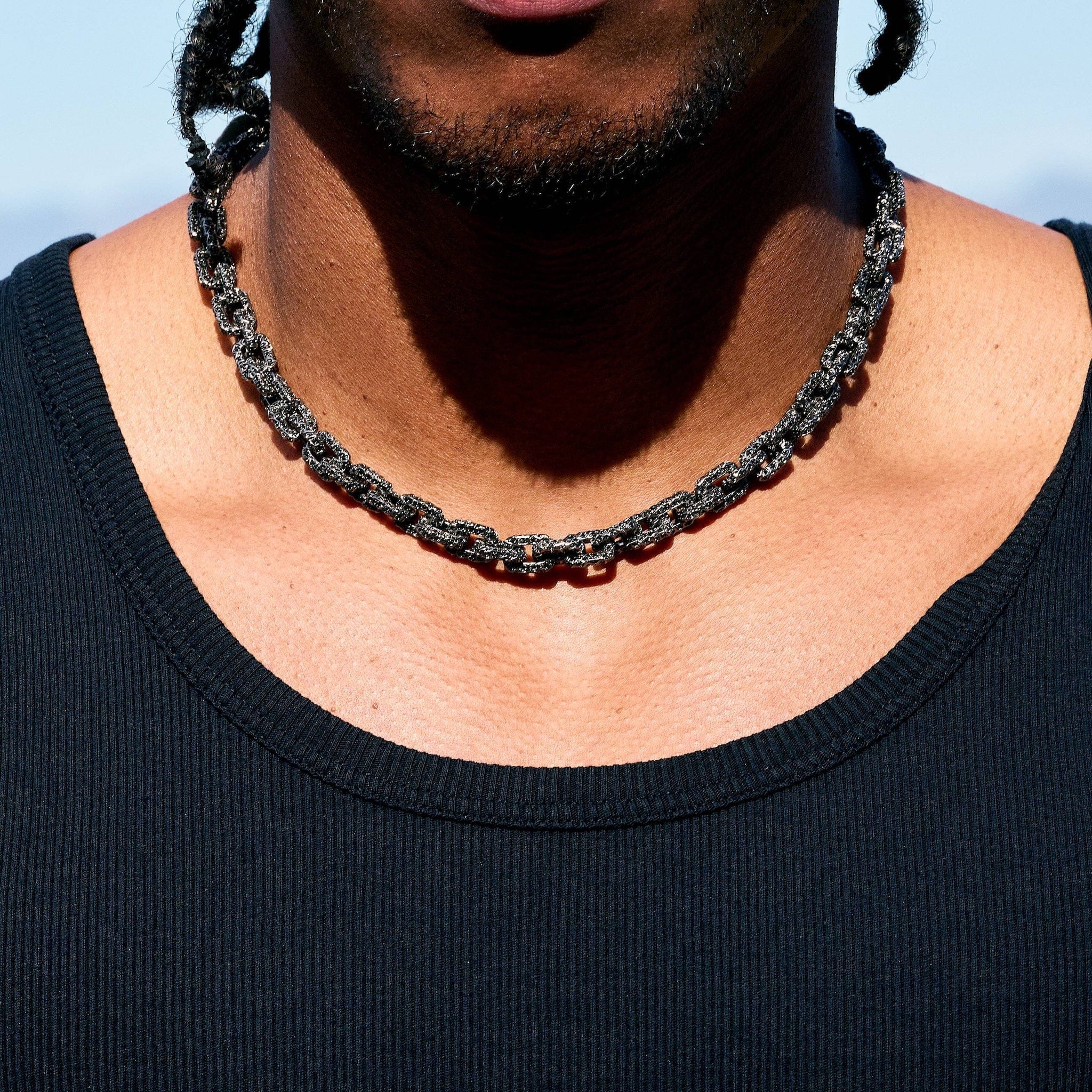 GLD PROMO GLD x Bloody Osiris Iced Black Voronoi Link Chain in Black Silver
