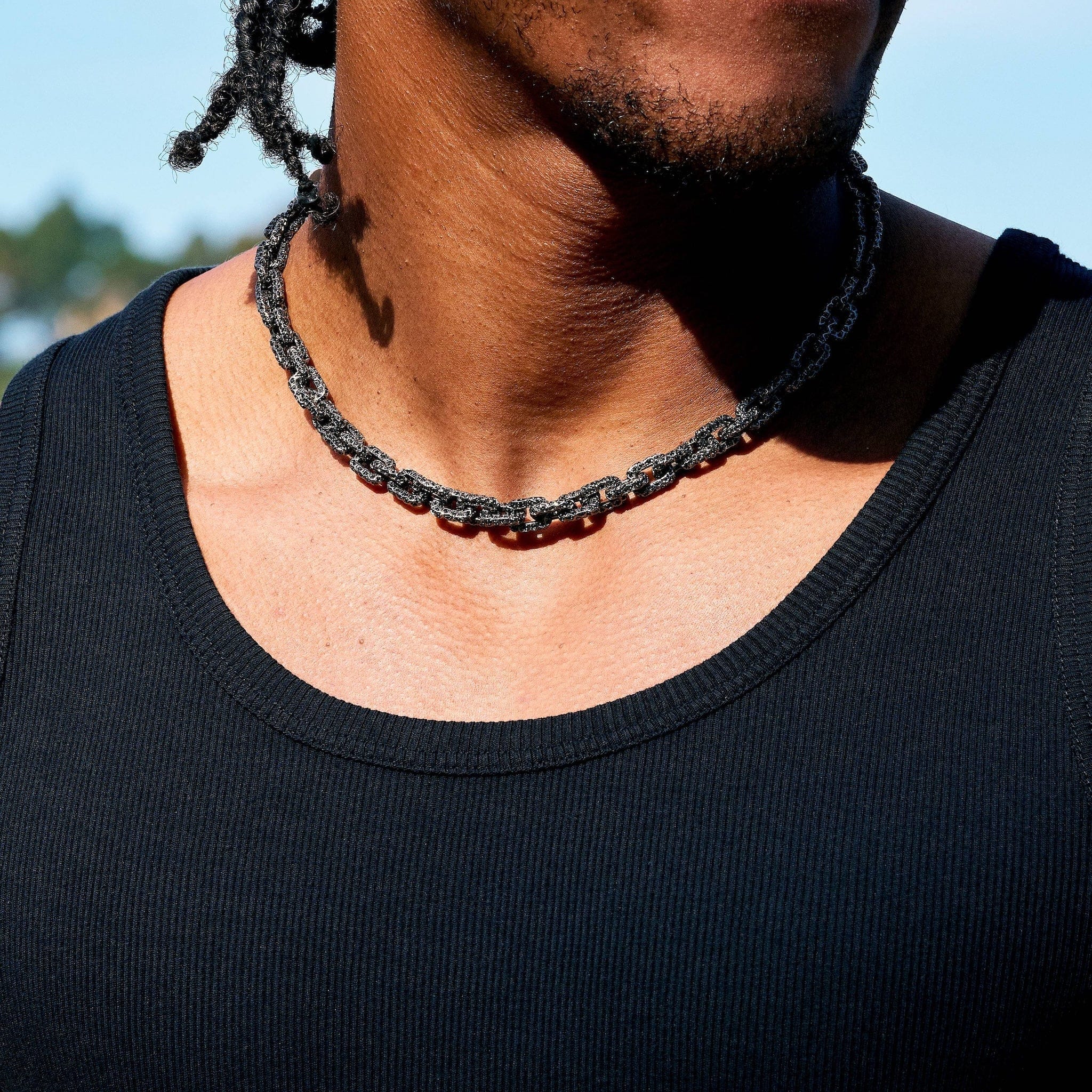 GLD PROMO GLD x Bloody Osiris Iced Black Voronoi Link Chain in Black Silver