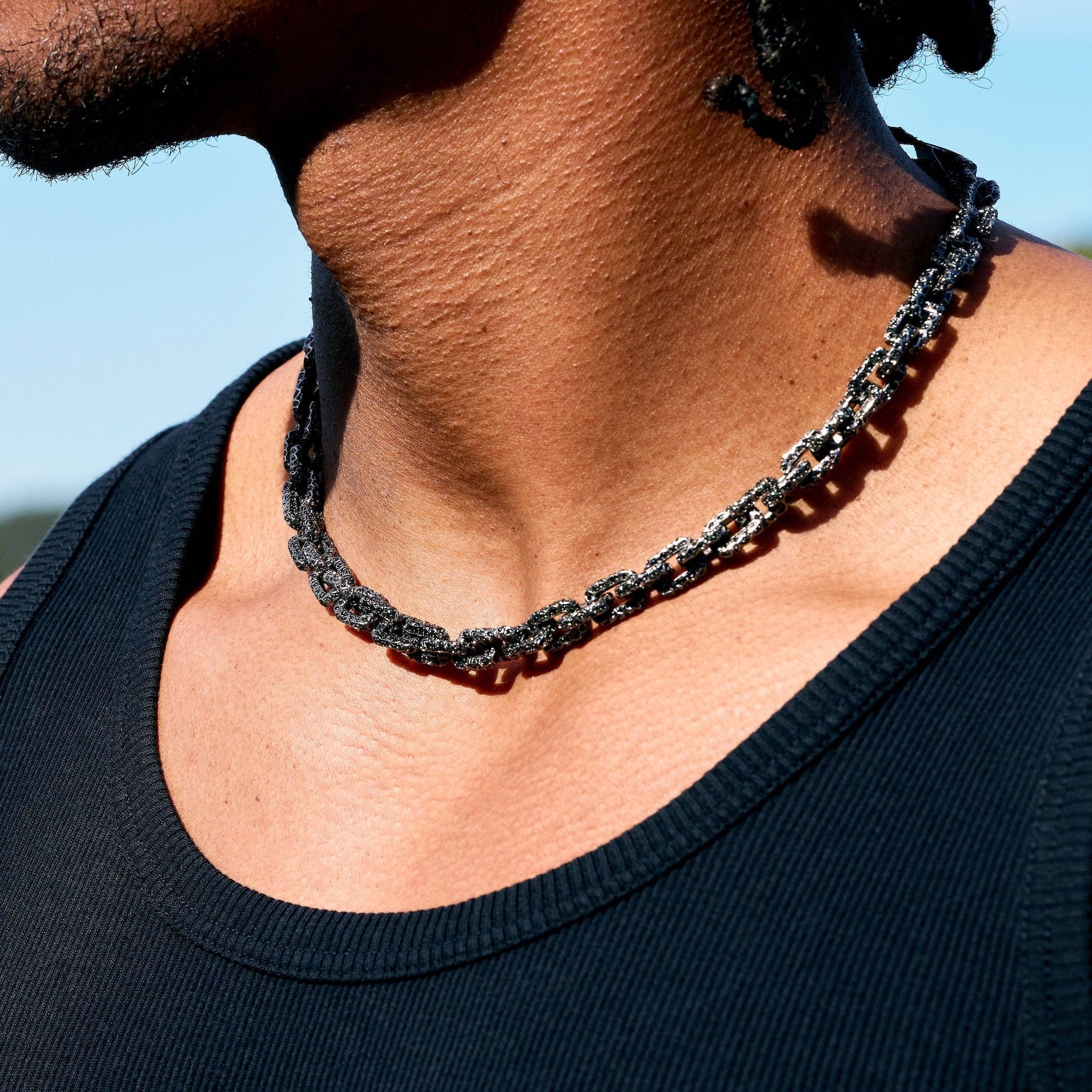 GLD PROMO GLD x Bloody Osiris Iced Black Voronoi Link Chain in Black Silver