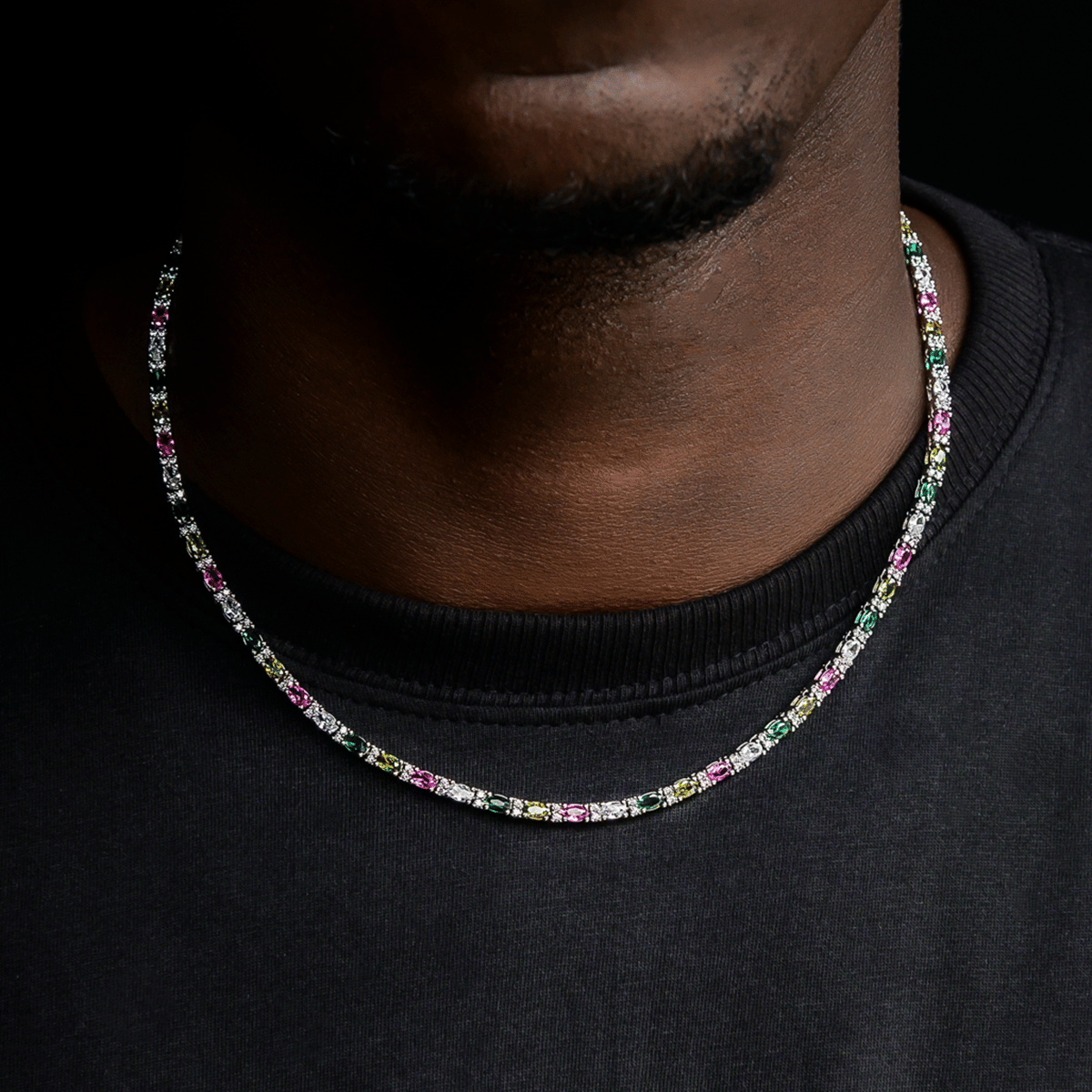 GLD PROMO Multicolor Mixed Oval Cut Tennis Chain - 3 mm