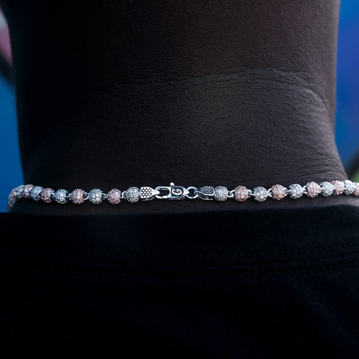 GLD PROMO Iced Ball Chain in Rose/White Gold - 4 mm
