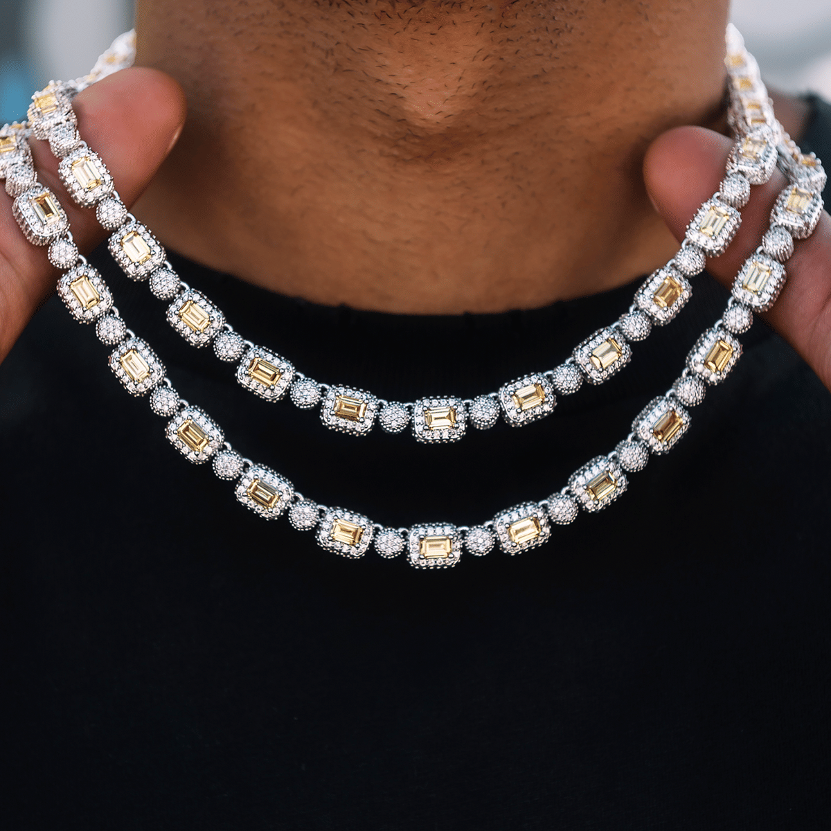 GLD PROMO Canary Baguette Pave Tennis Chain
