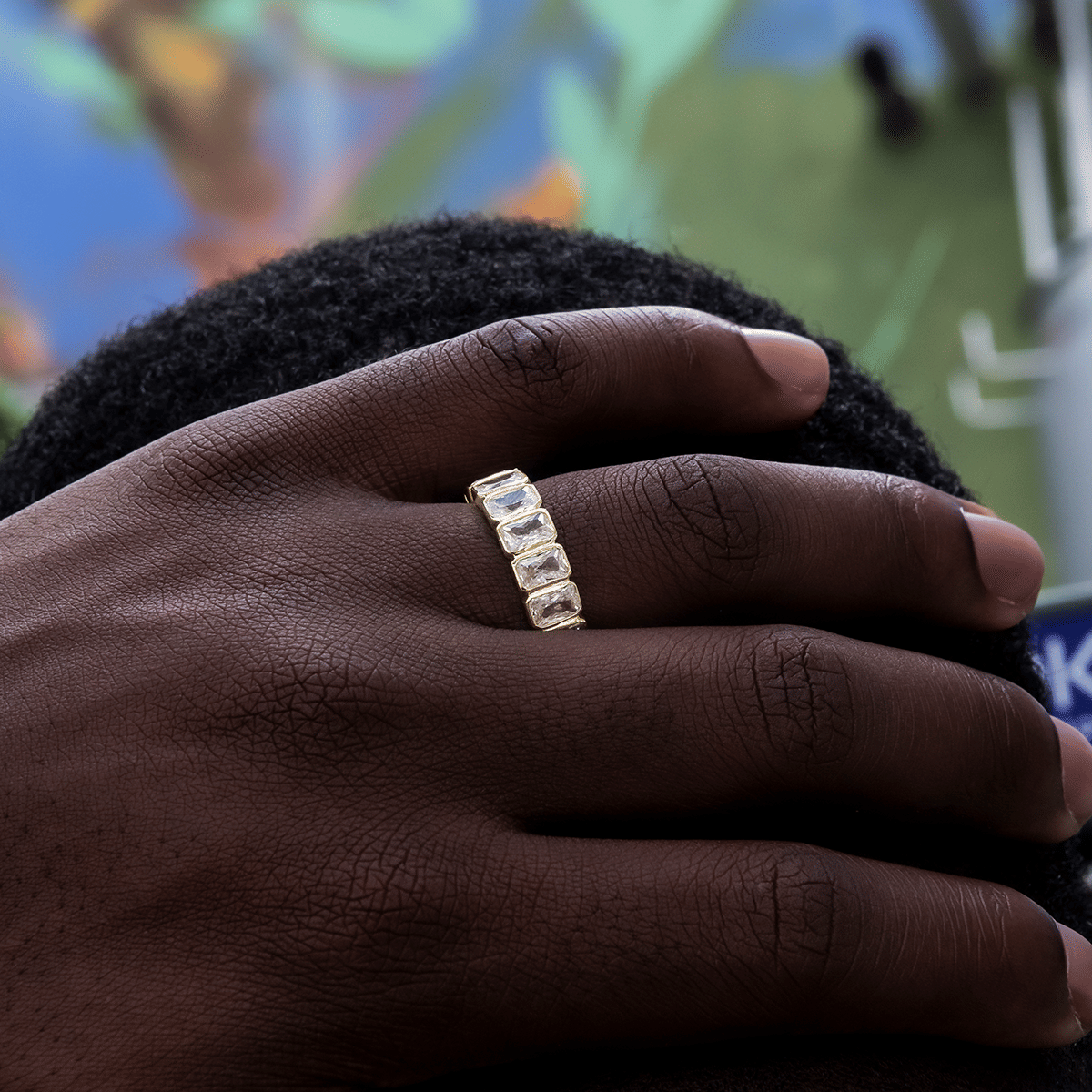 GLD PROMO Baguette Bezel Ring in Yellow Gold Vermeil