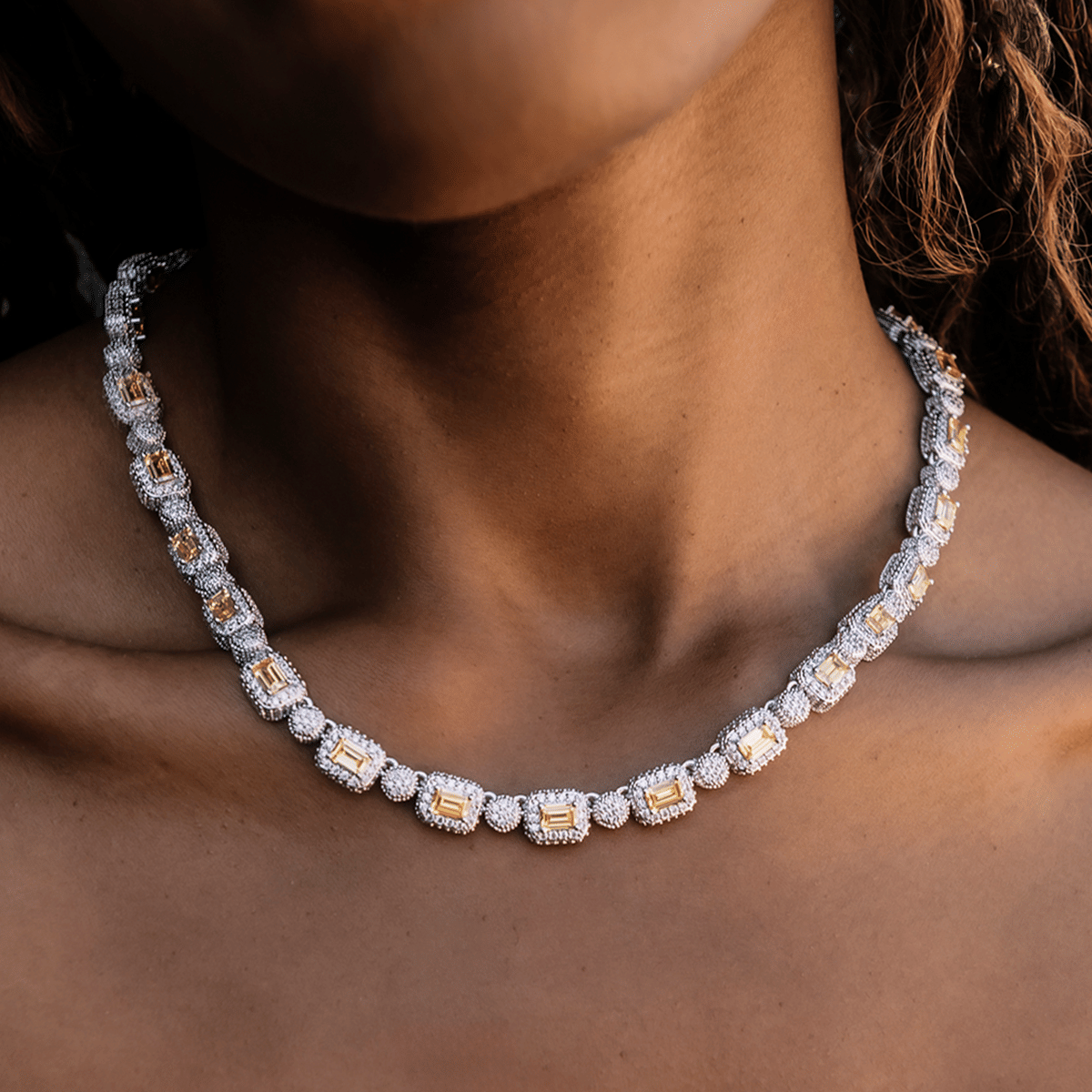 GLD PROMO - WOMEN Canary Baguette Pave Tennis Necklace