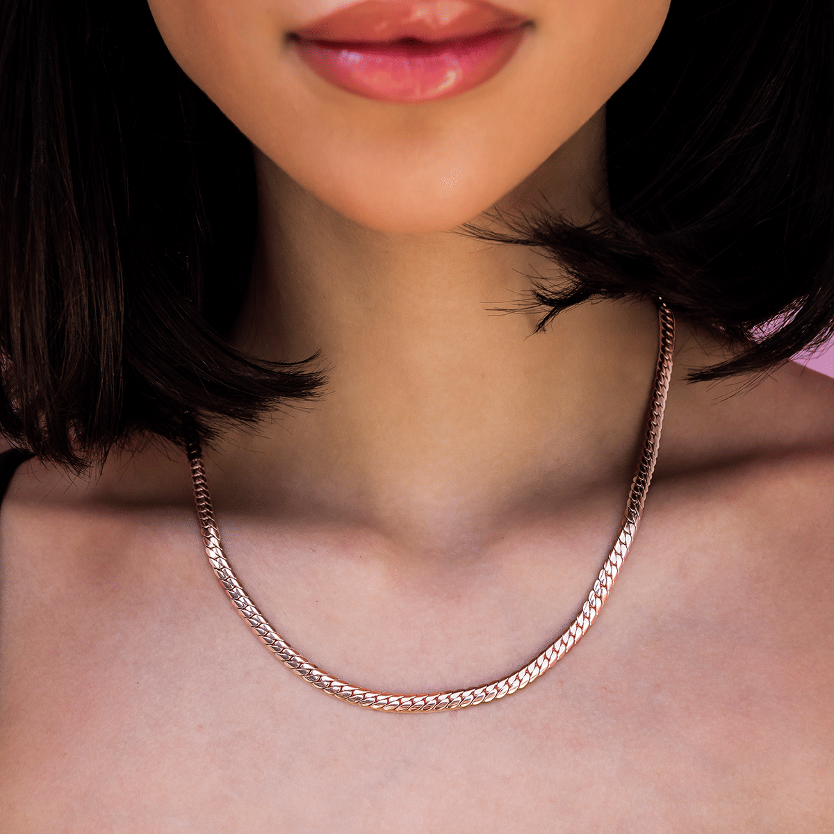 GLD PROMO - WOMEN South Beach Cuban™ Necklace in Rose Gold - 5 mm