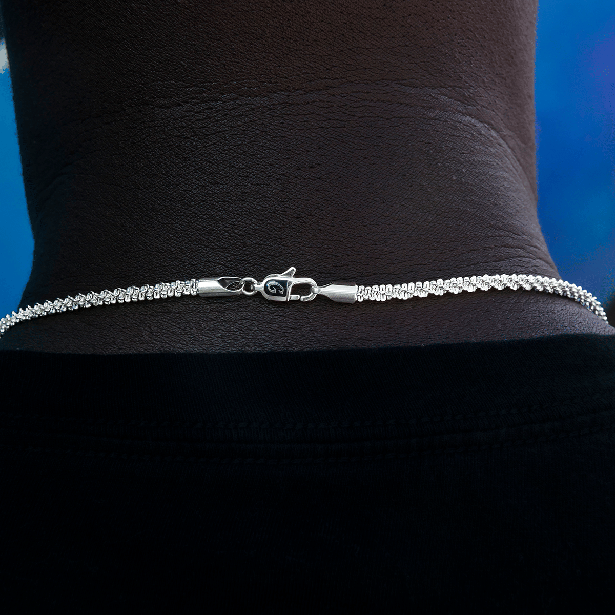 GLD Men Popcorn Chain in White Gold - 4 mm