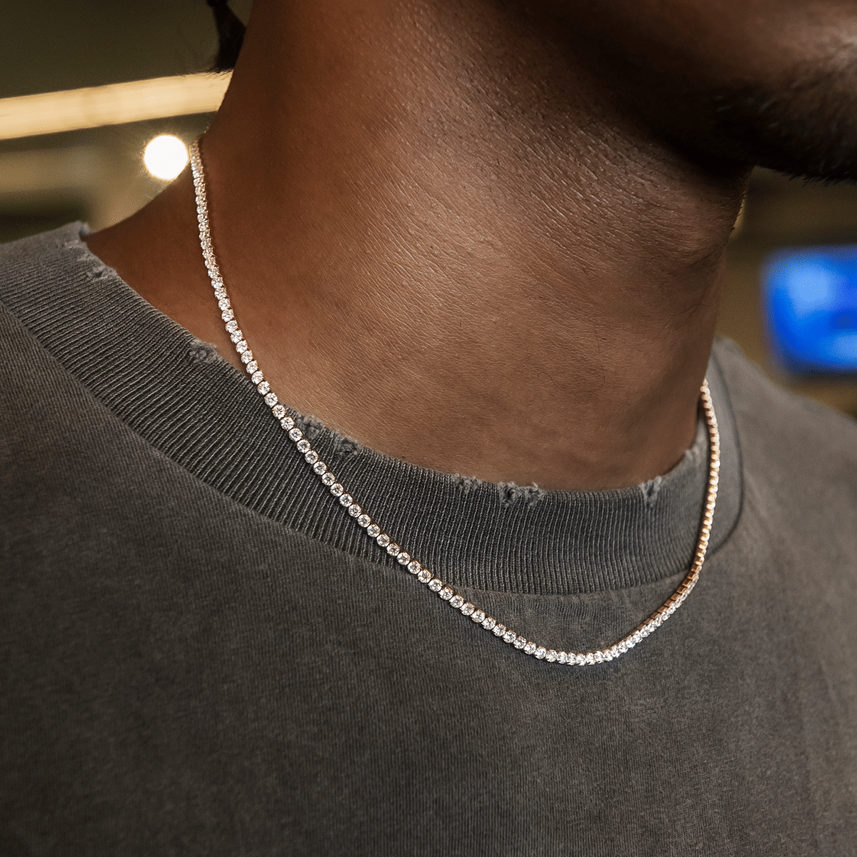 GLD Men Micro Tennis Chain in Rose Gold
