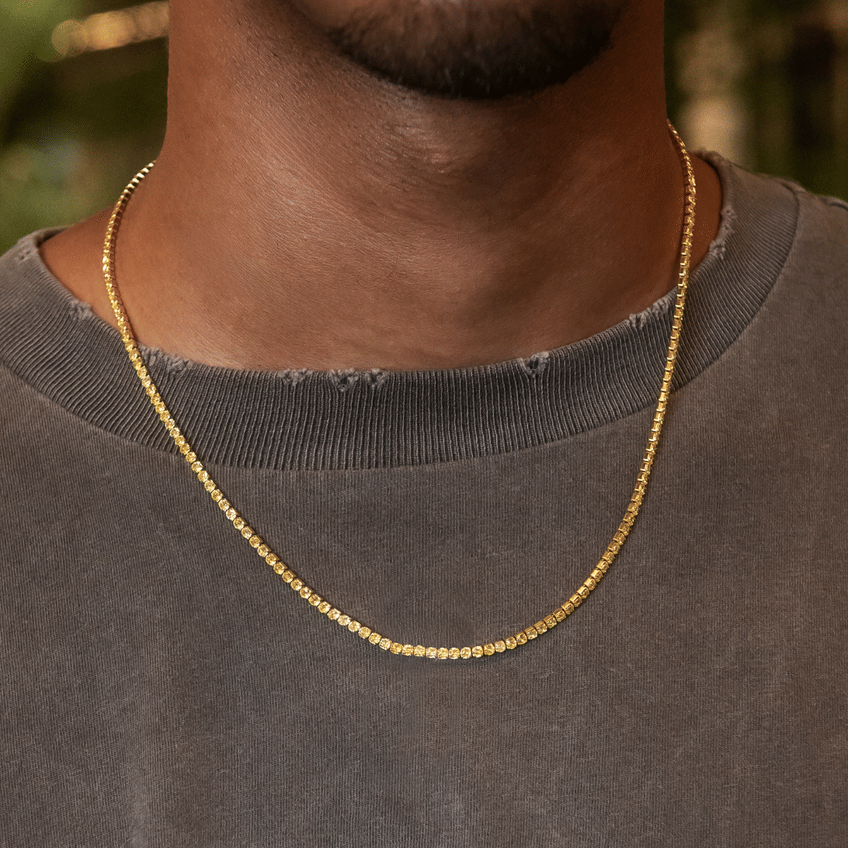GLD Men Canary Micro Tennis Chain in Yellow Gold