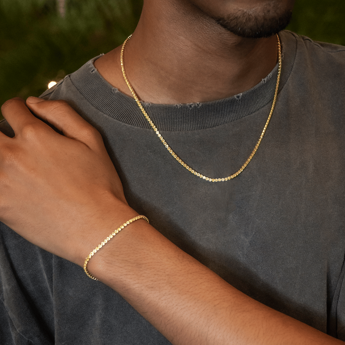 GLD Men Canary Micro Tennis Chain in Yellow Gold