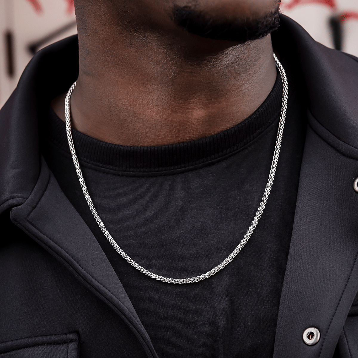 GLD Men Palm Chain in White Gold - 4 mm