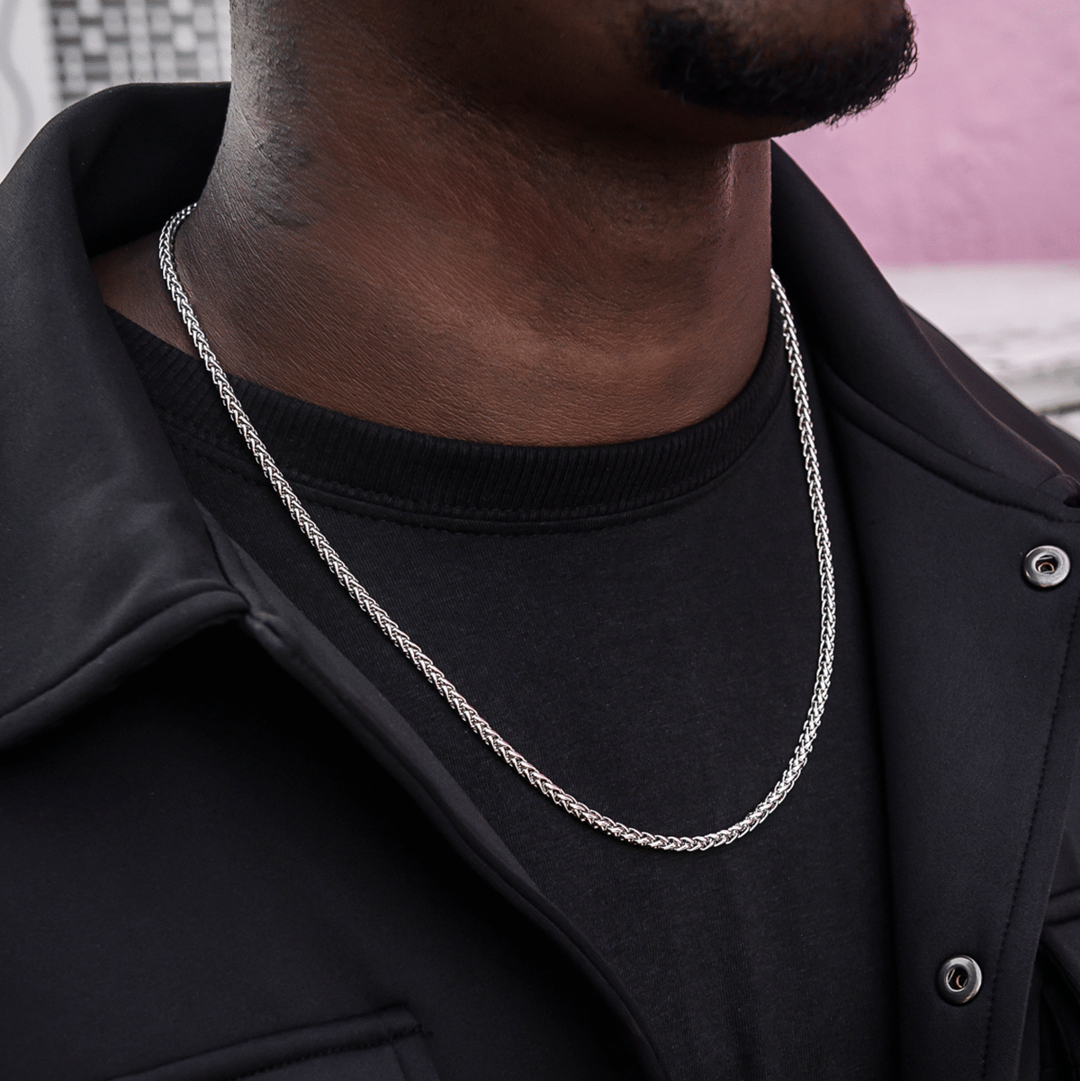 GLD Men Palm Chain in White Gold - 4 mm
