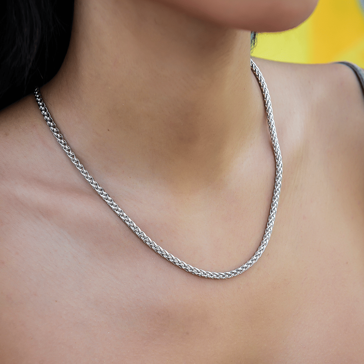 GLD Women Palm Chain in White Gold - 4 mm