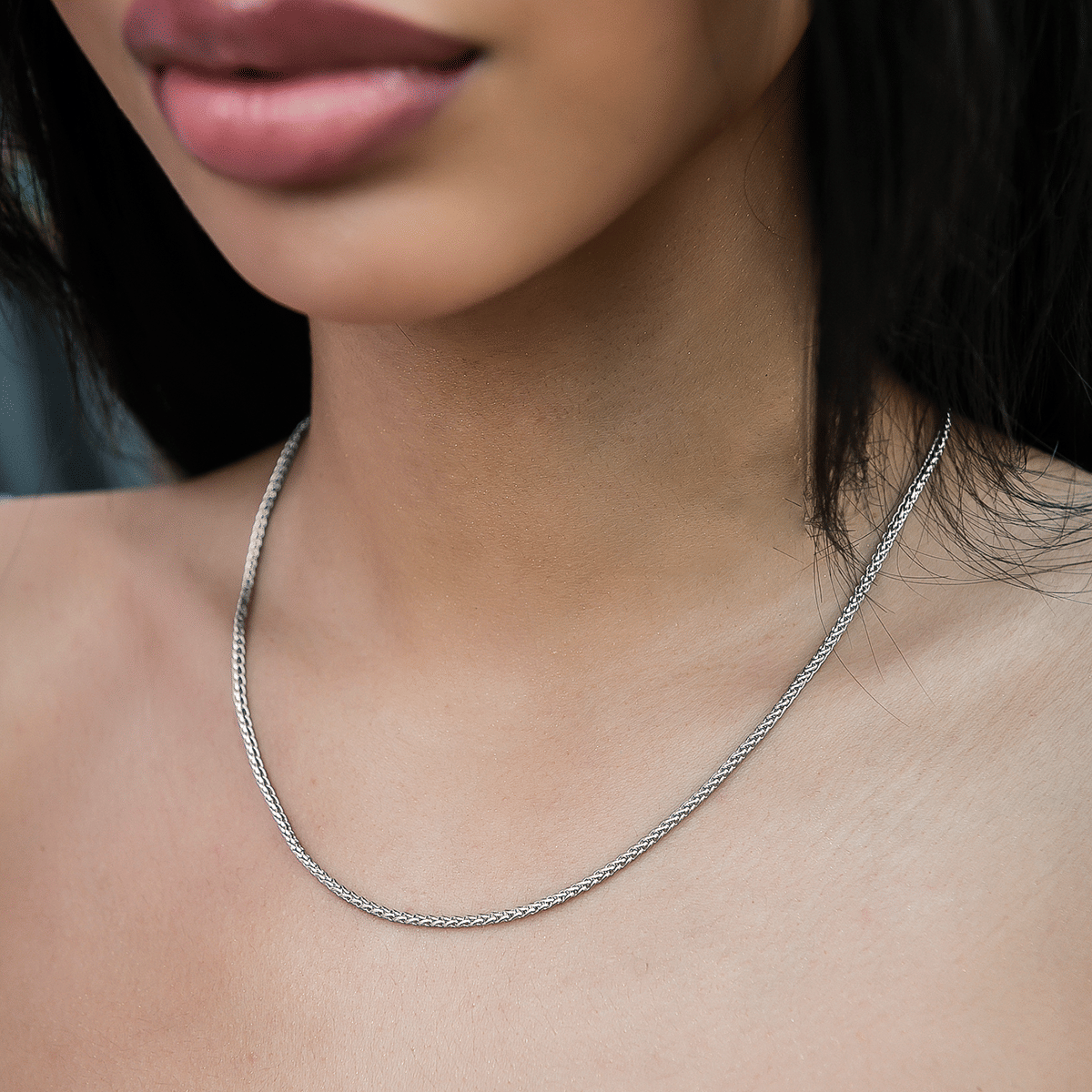 GLD Women Palm Chain in White Gold - 2 mm