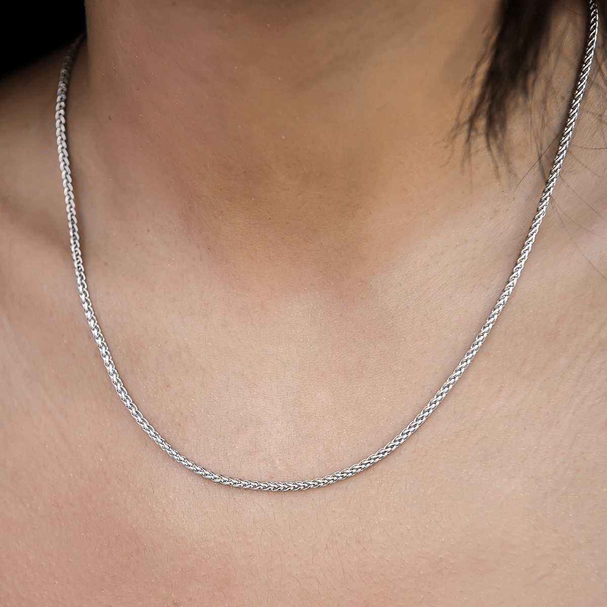 GLD Women Palm Chain in White Gold - 2 mm