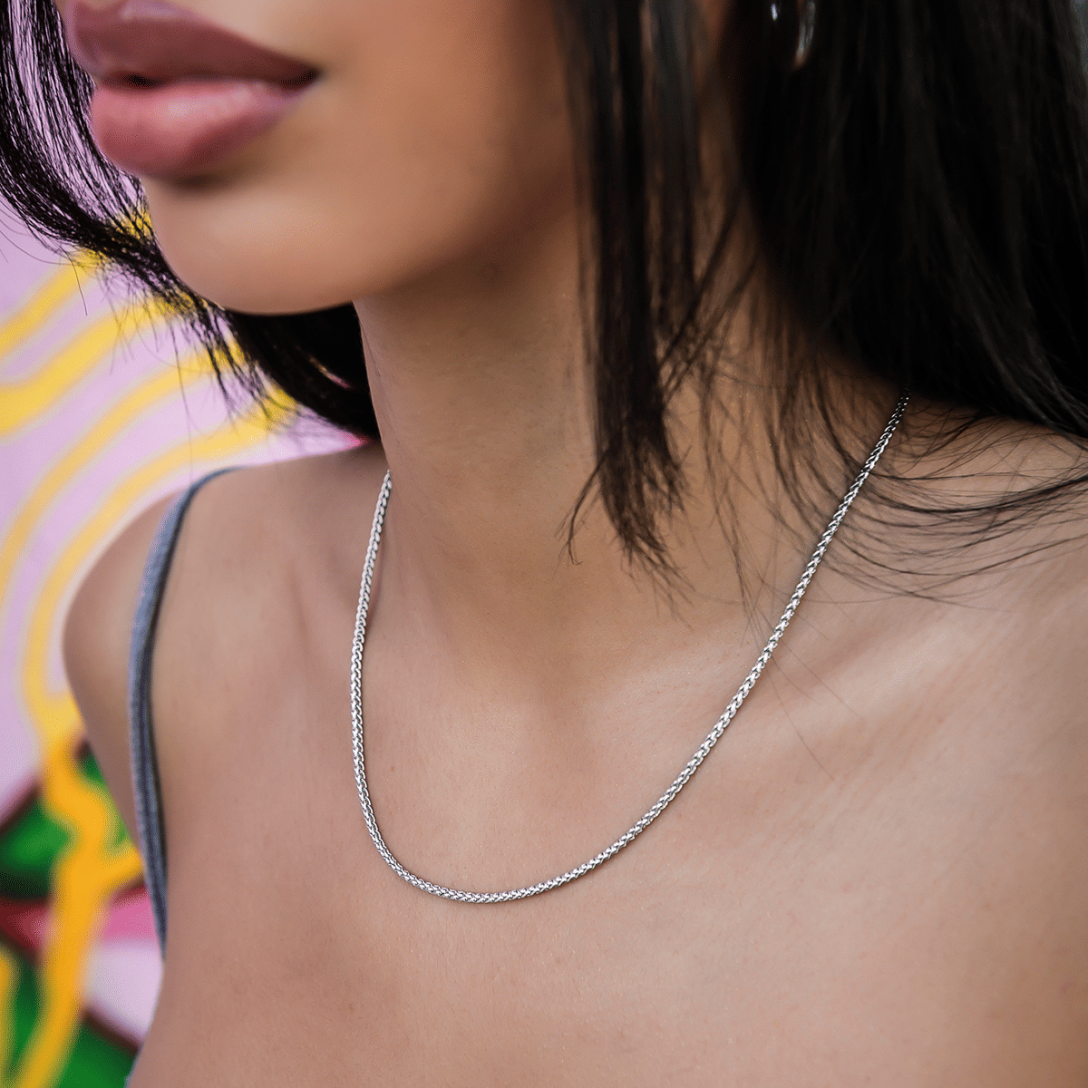 GLD Women Palm Chain in White Gold - 2 mm