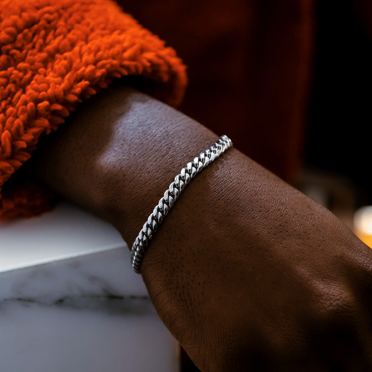GLD Men Miami Cuban Bracelet in White Gold - 6 mm