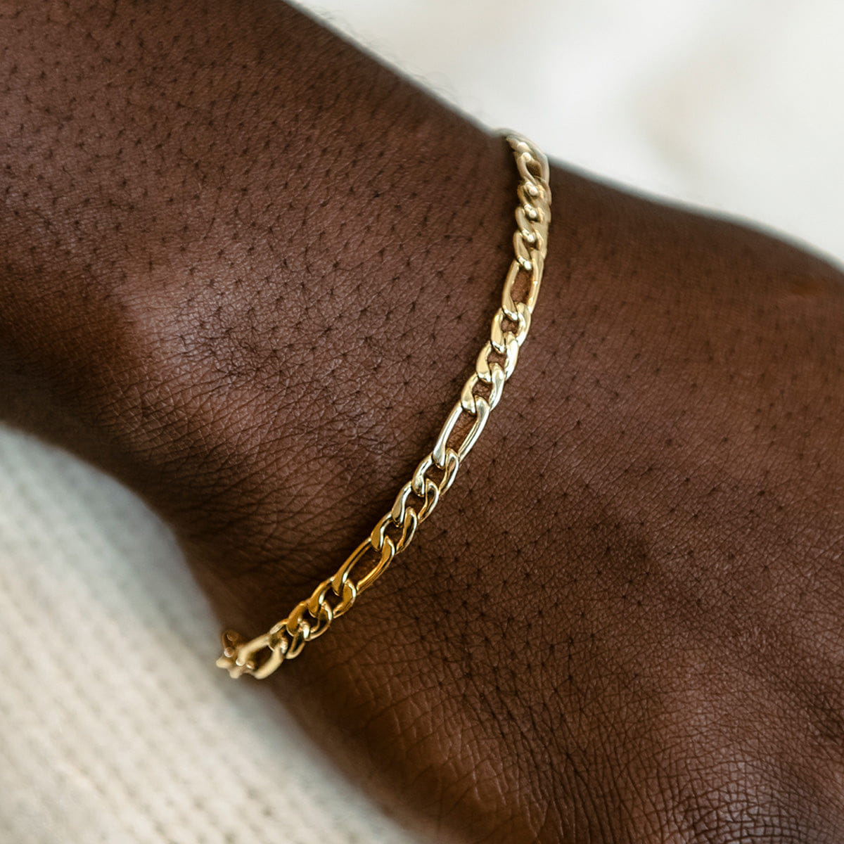 GLD Men Figaro Bracelet in Yellow Gold - 4 mm