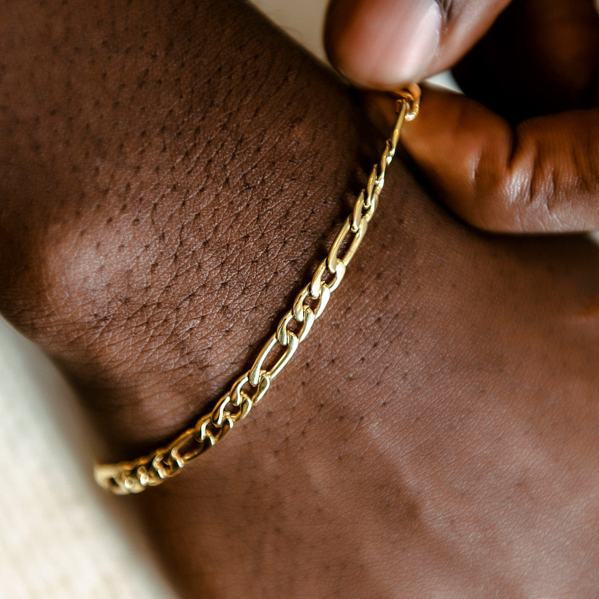 GLD Men Figaro Bracelet in Yellow Gold - 4 mm
