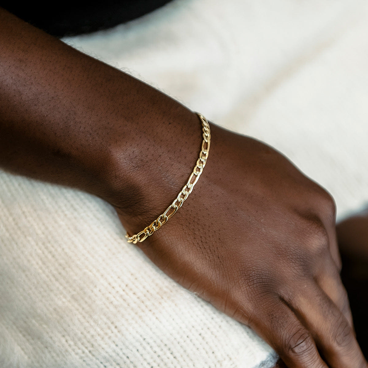 GLD Men Figaro Bracelet in Yellow Gold - 4 mm