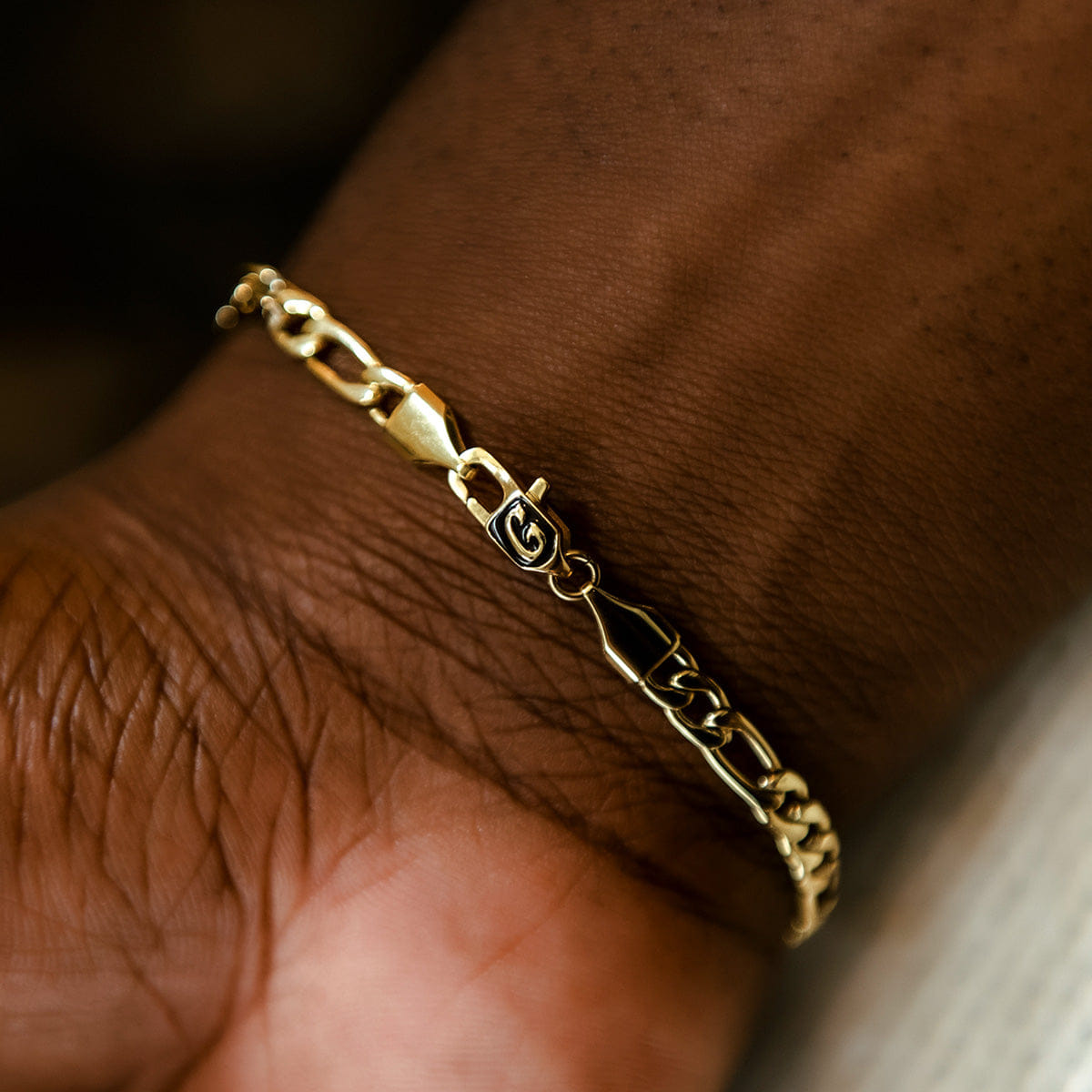 GLD Men Figaro Bracelet in Yellow Gold - 4 mm